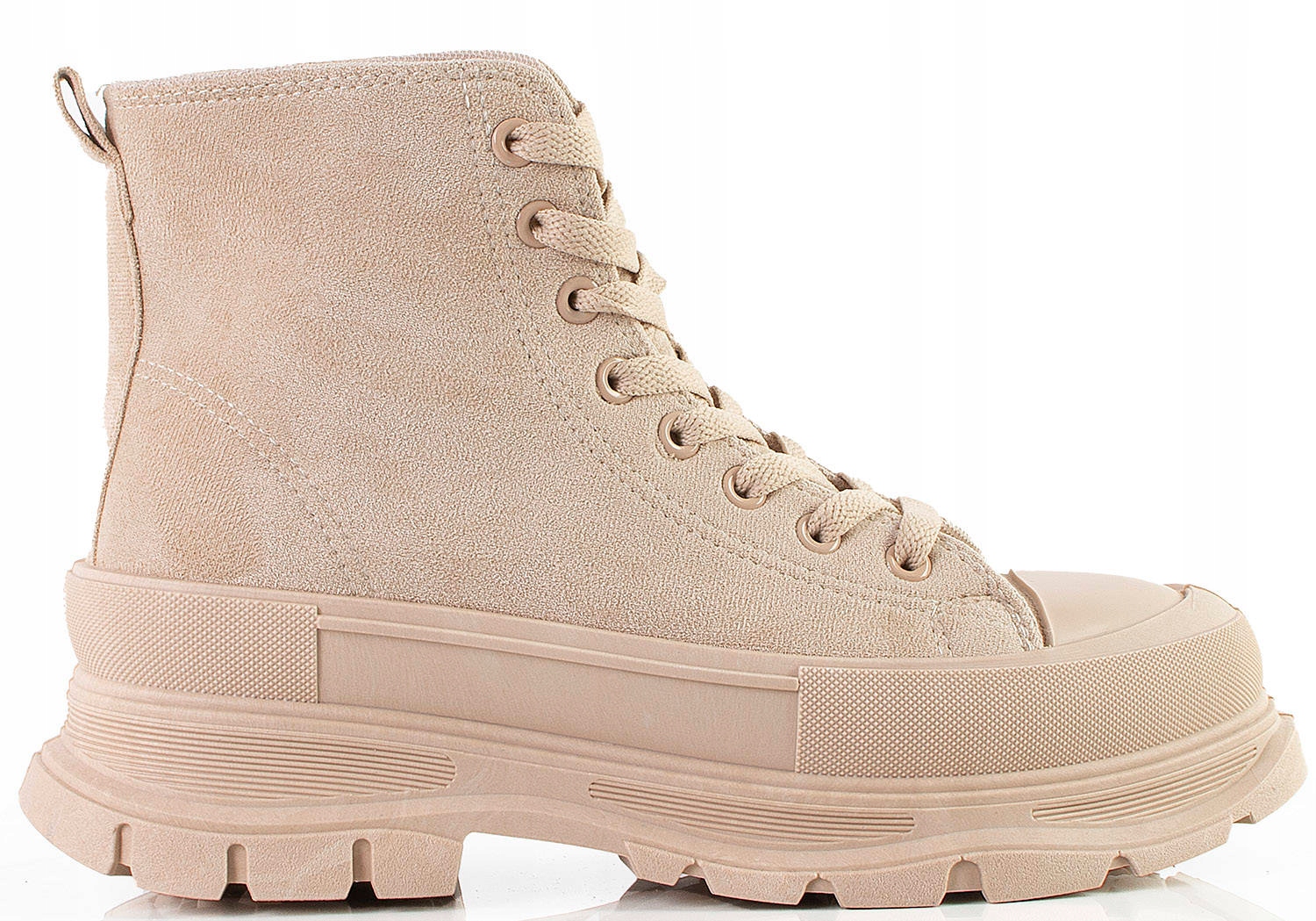 TRAMPKI BEŻOWE WYSOKIE ZAMSZOWE PLATFORMA 40 Płeć kobieta