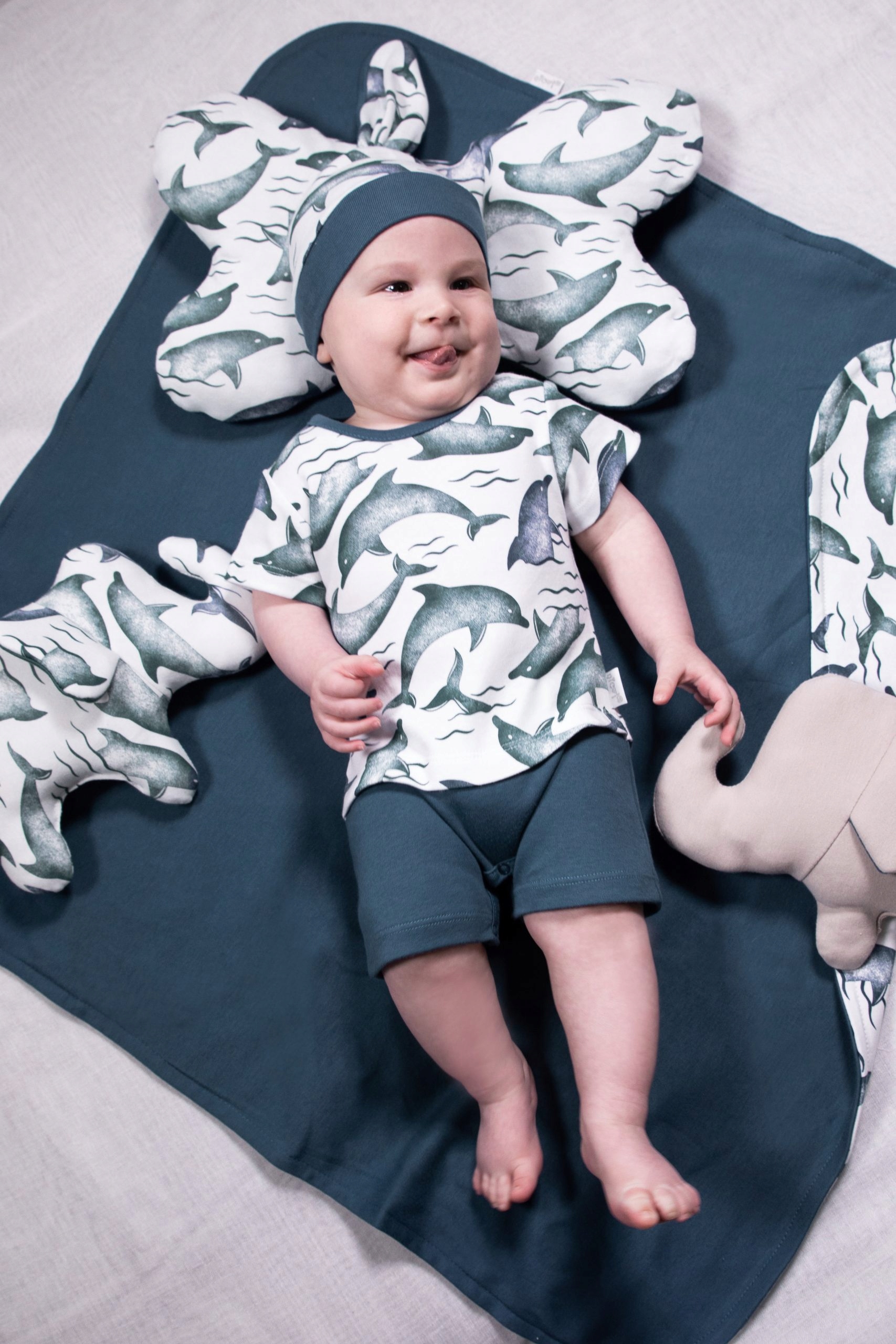 RAMPERS NIEMOWLĘCY KRÓTKI RĘKAW delfin 68 letni Płeć chłopcy dziewczynki