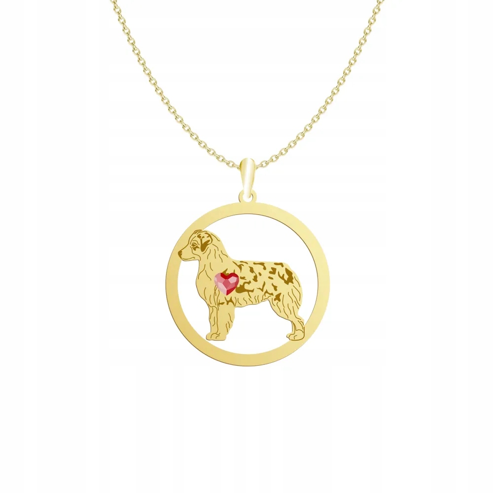 Zlatý náhrdelník s miniaturním psem Americký ovčák 925 Řetízek