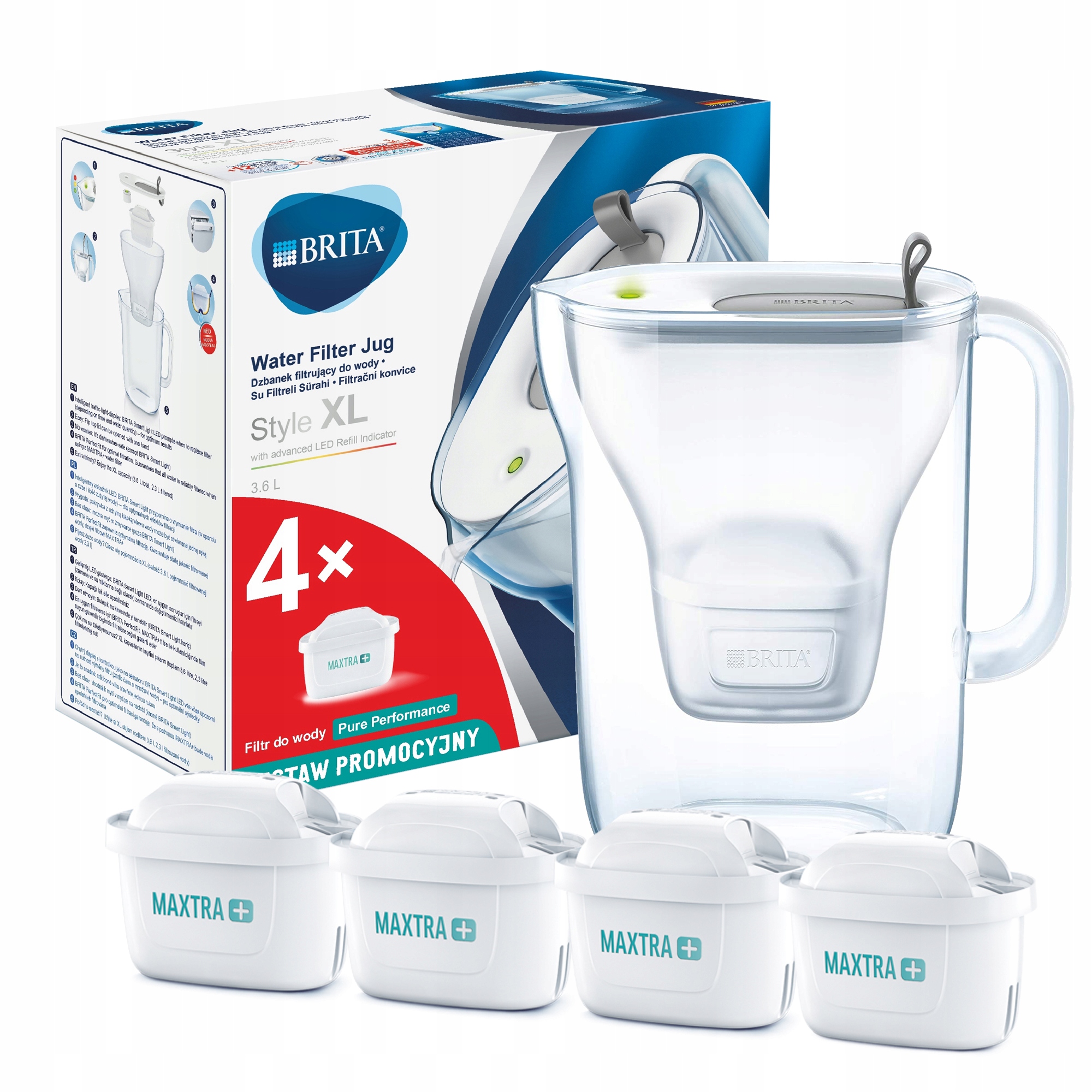 

Dzbanek Brita Szary Style XL + 4 filtr Maxtra+