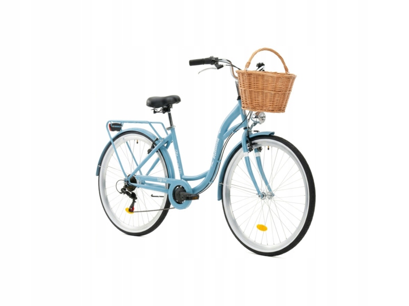 Rower miejski Indiana Moena 28cali damski Pastelowy-błękit Kosz wiklinowy