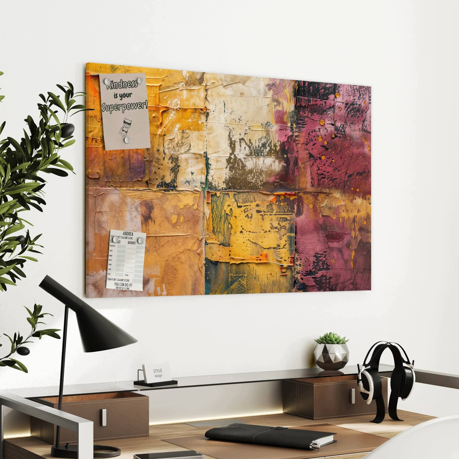 Magnetická tabule Umění Kolaž Textura 90 × 60 cm