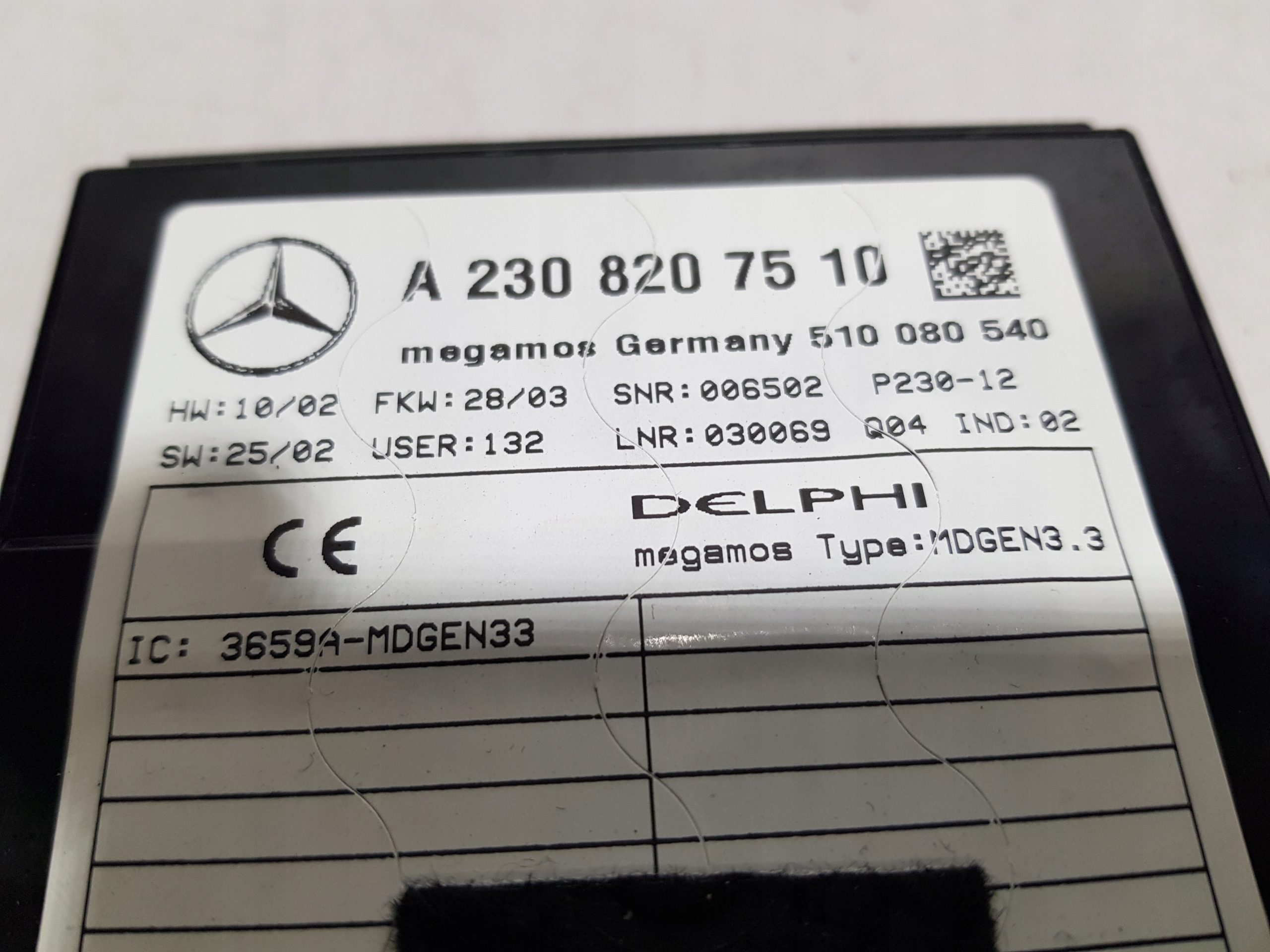 module alarm module control unit MERCEDES SL R230 W230 A2308207510