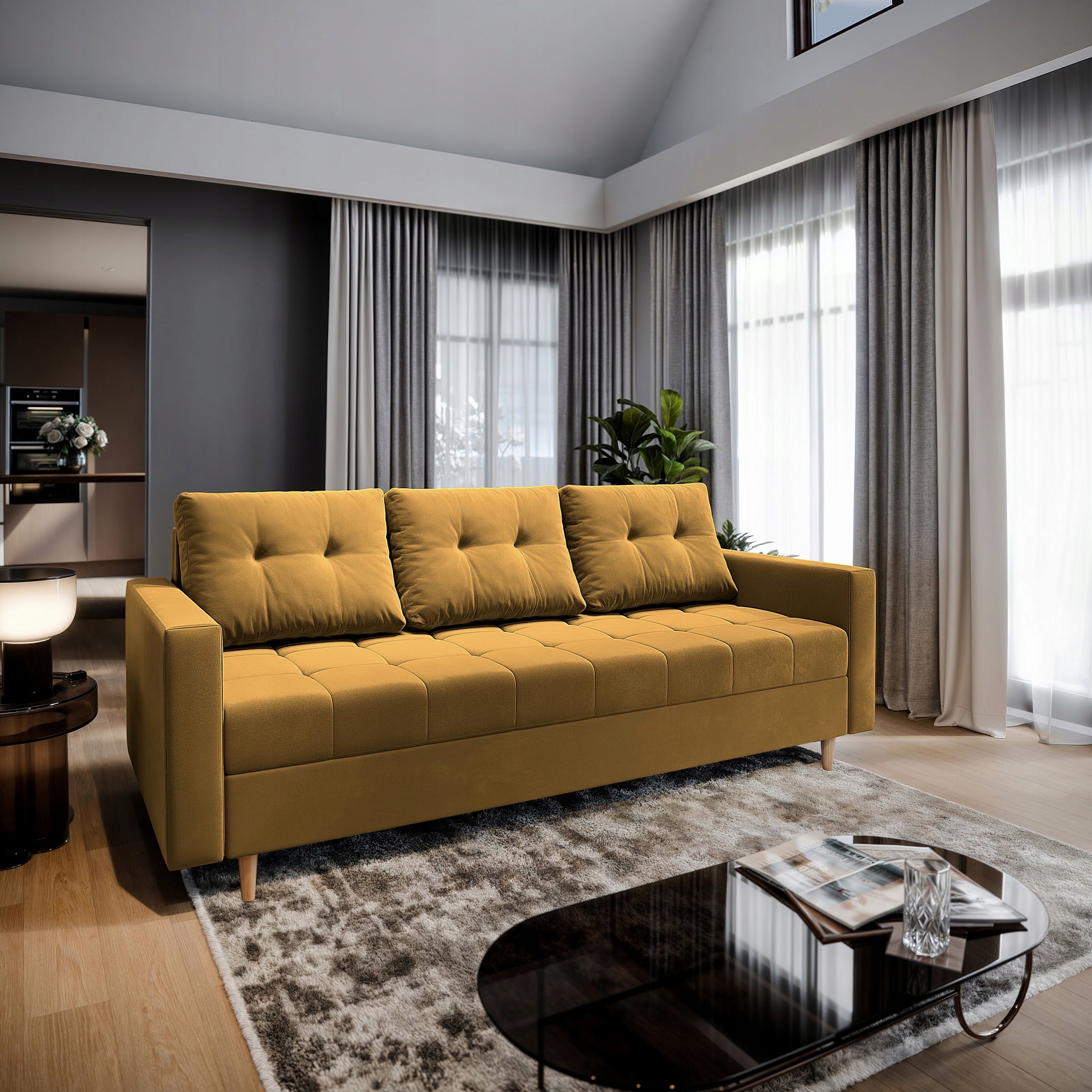 Moderní rozkládací pohovka Milo do obývacího pokoje Funkce Spánku loft Kontejner