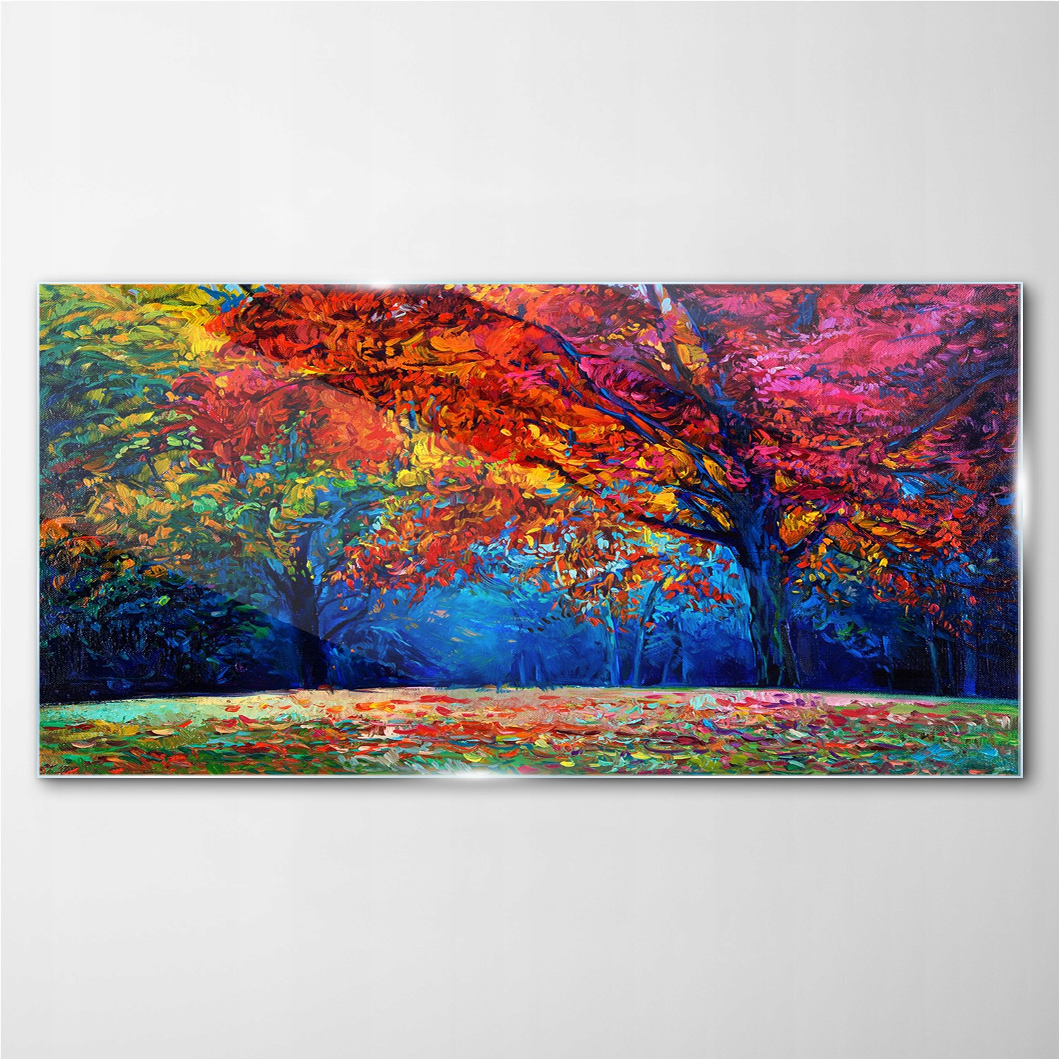 

Foto-obraz szklany na ścianę Las liście 140x70 cm