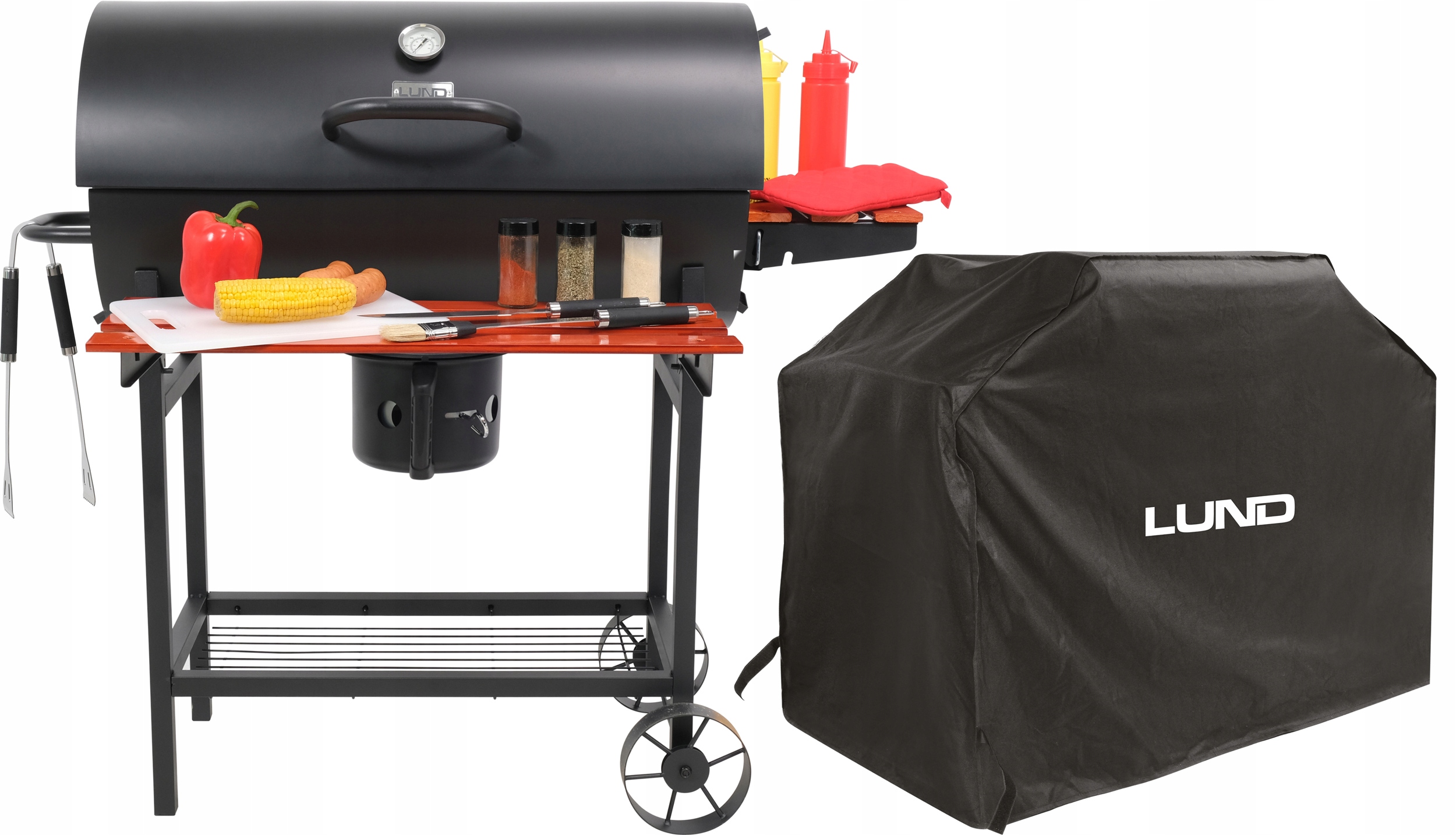 

Grill Ogrodowy Duży Ruszt 71cm Węglowy Z Pokrowcem