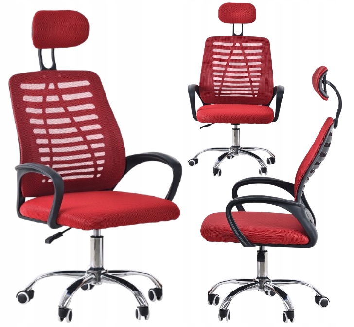 Fotel Obrotowy Krzesło Biurowe Ozi Czerwony