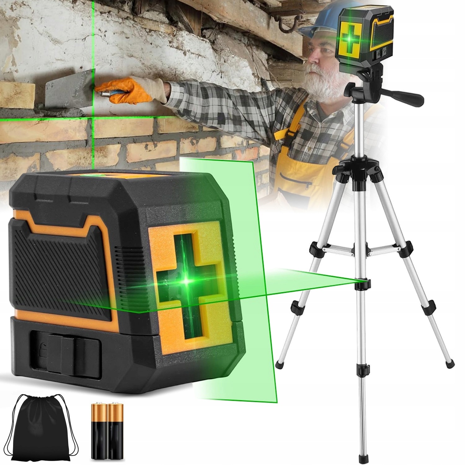 Zelená Laserová Vodováha 4D 360 S Manuálním Režimem Pro Montáž Pod Úhlem