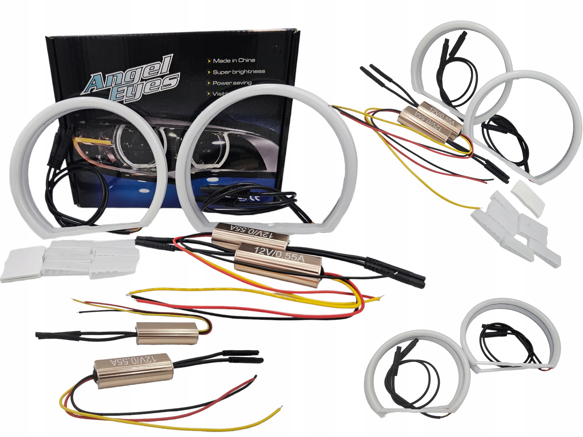 2v1 Dual Colors Cotton Led kroužky Bmw E46 (1998-2005) Žluto-bílé