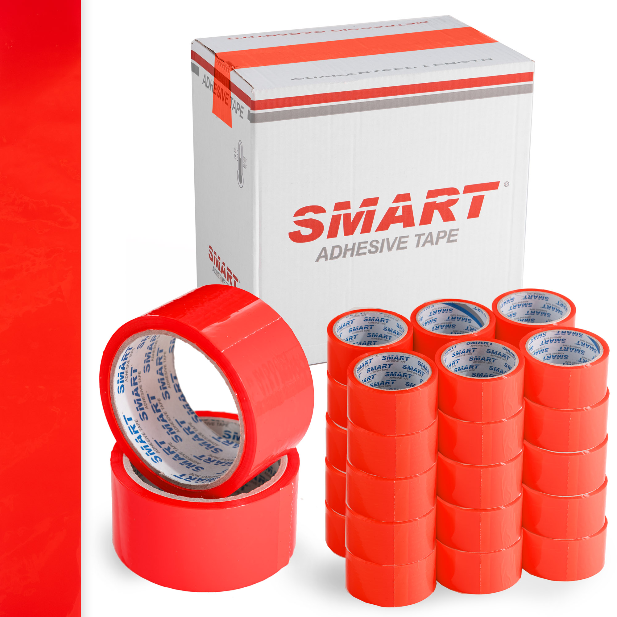 Taśma pakowa Smart Czerwona 48x45m, Czerwony, klejąca, Mocna, 48/50y 30szt.