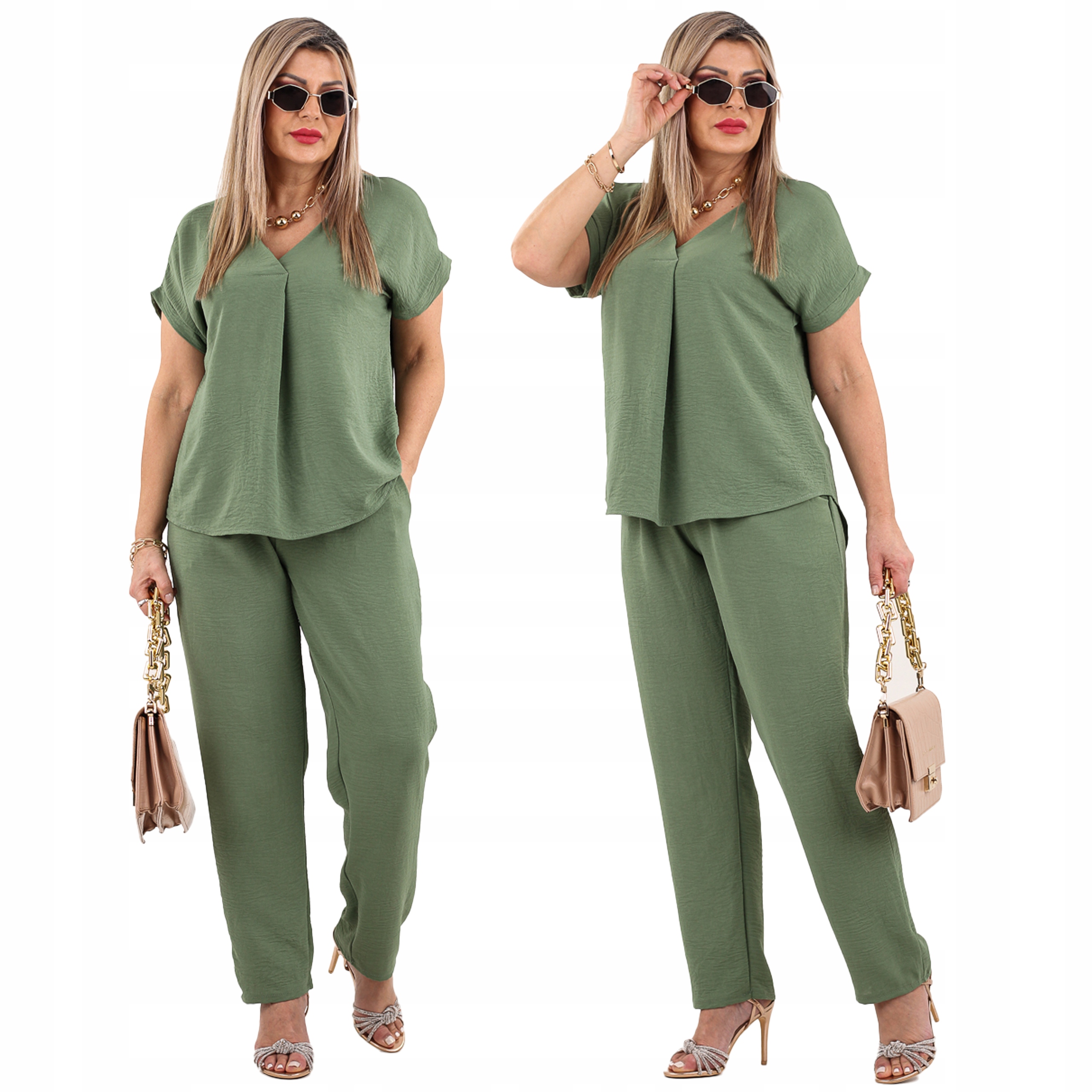 Komplet Damski Duże Rozmiary Polski Producent Bluzka I Spodnie