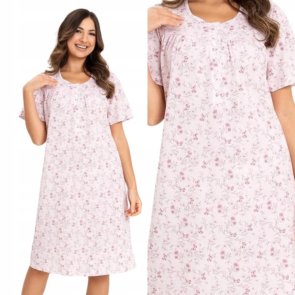 Dámská Noční bavlněná košile Regina 018 růžová 3XL 46 Růžová