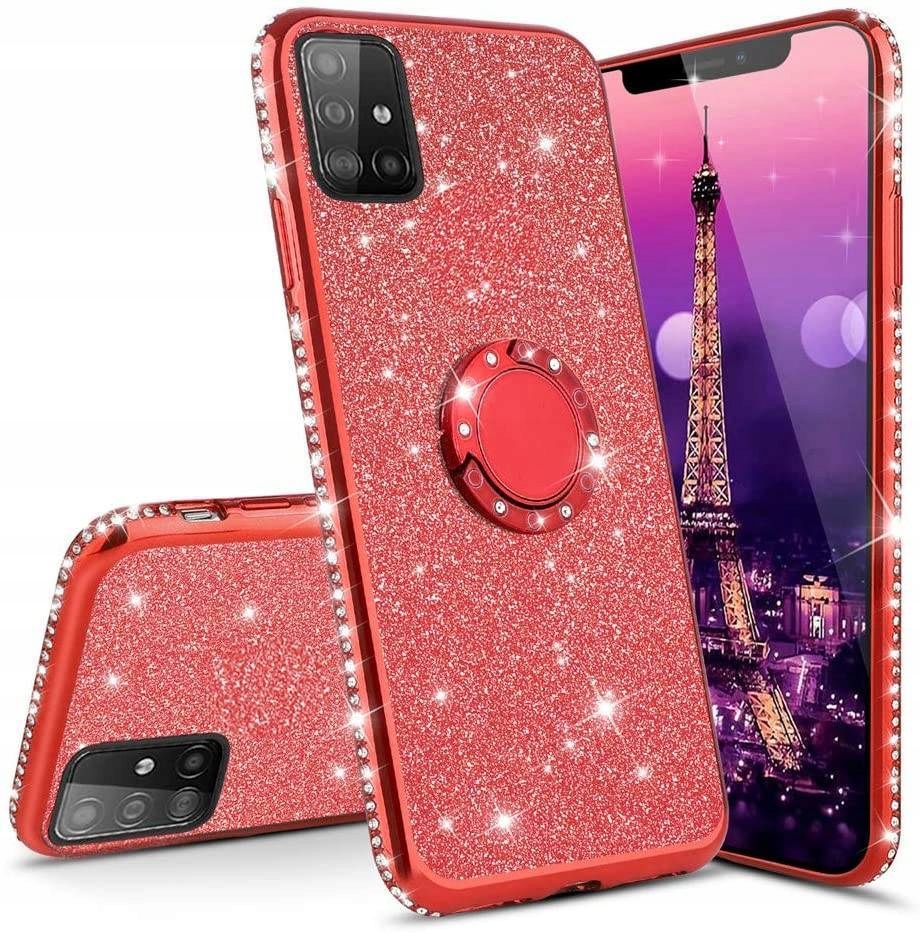 

Etui Huawei Y5P Diamond Ring Brokat czerwony