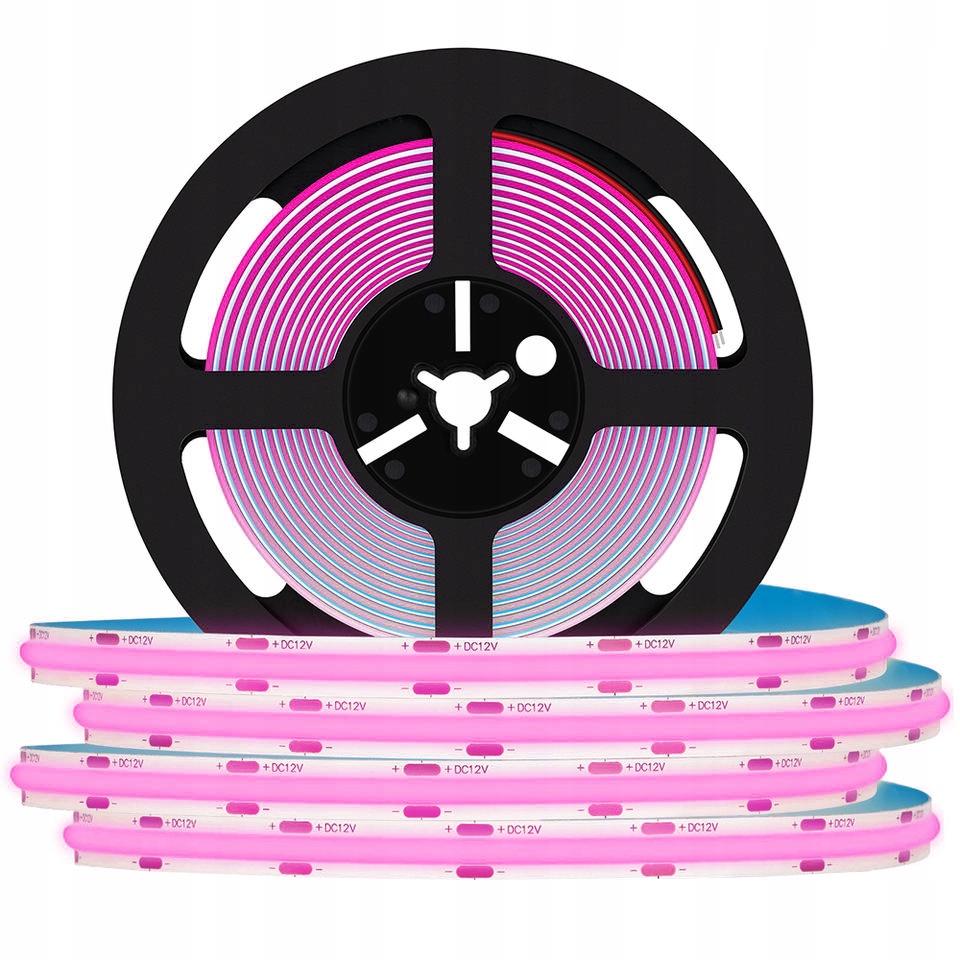 MOCNA Taśma LED COB 1 METR 12V NEON LINIA RÓŻOWA