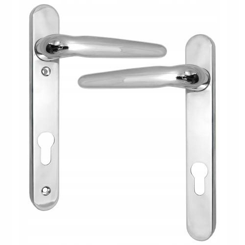 Kľučka na vstupné dvere 40-70 mm s dlhým štítkom na vložku Chróm