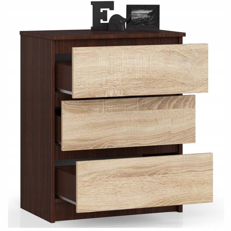 KOMODA NOWOCZESNA KOMODY MEBLE 60cm 3 SZUFLADY komoda szafka szuflady Głębokość mebla 40 cm