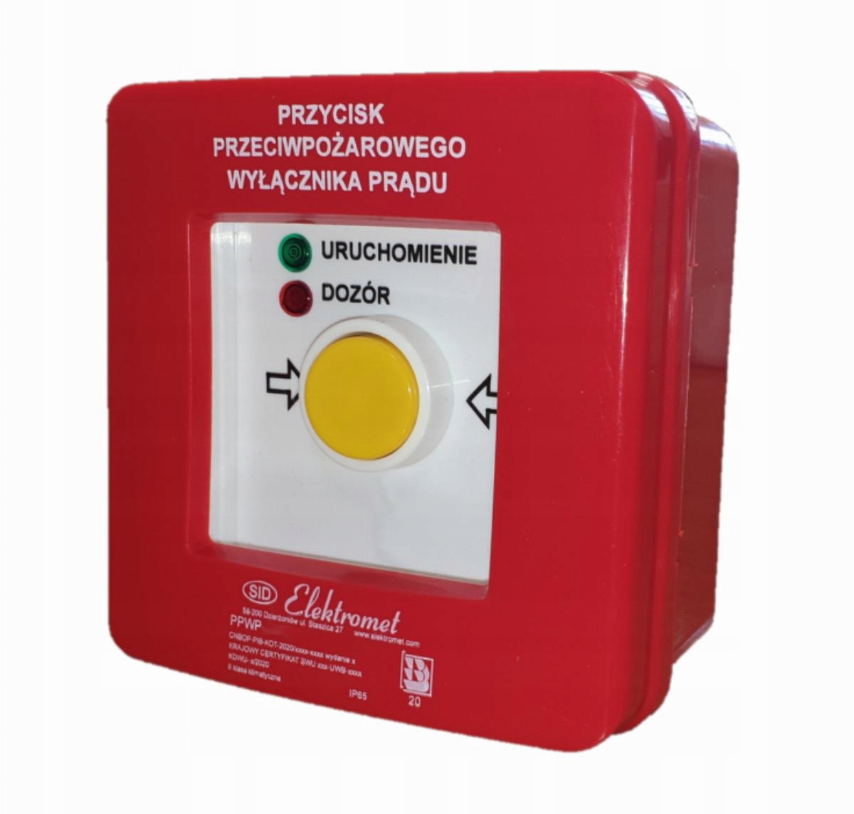 

Przycisk ppoż. n/t 2 tory prądowe 12A R-z samoczyn