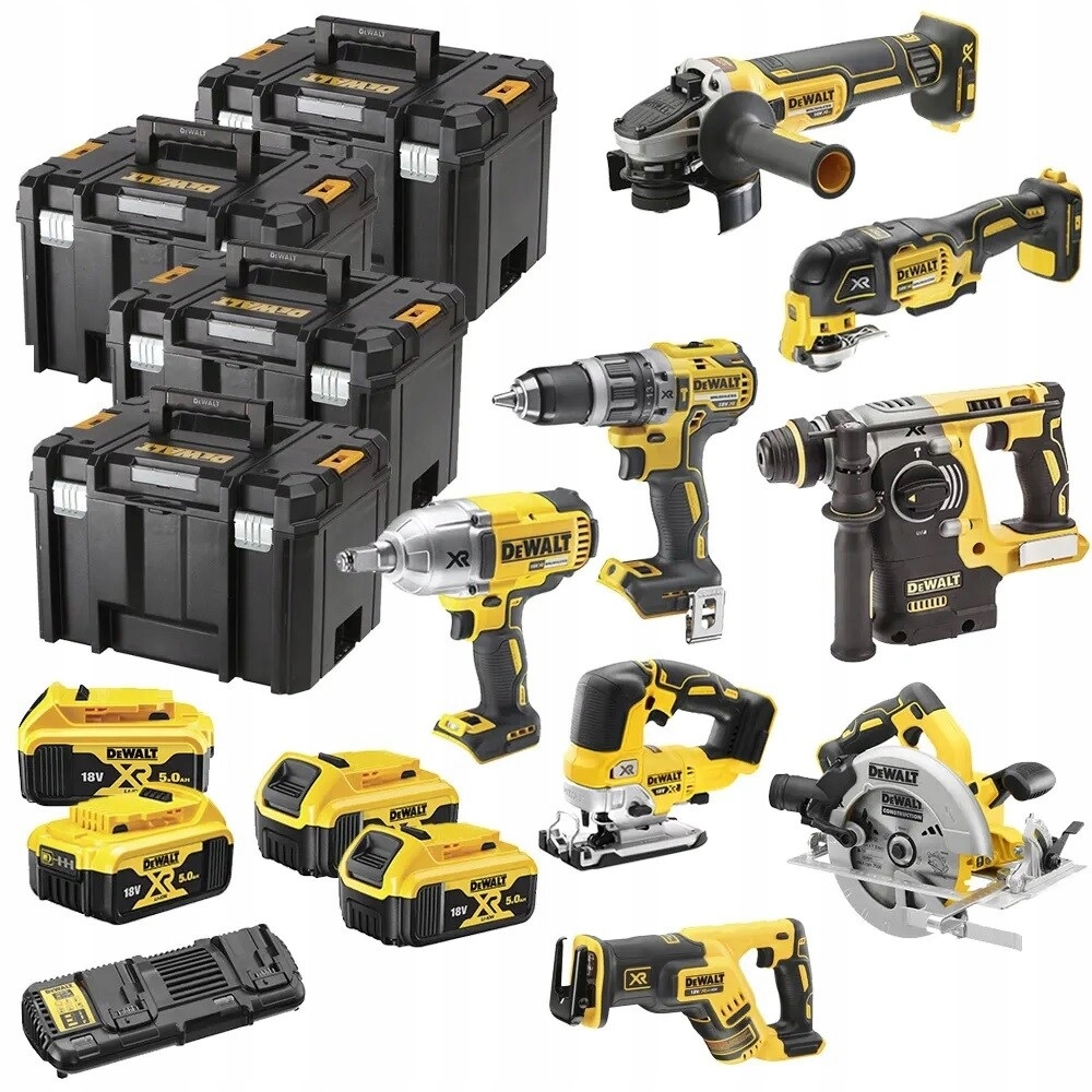 Dewalt Zestaw Combo 8 Elektronarzędzi 18V DCK865P4T 4X5,0Ah Wkrętarka Klucz