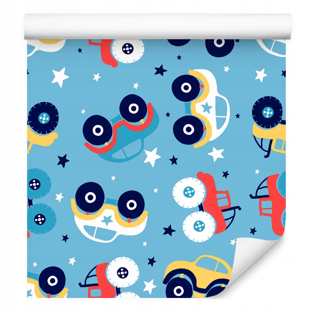 Tapeta pro děti barevná auta, hvězdy