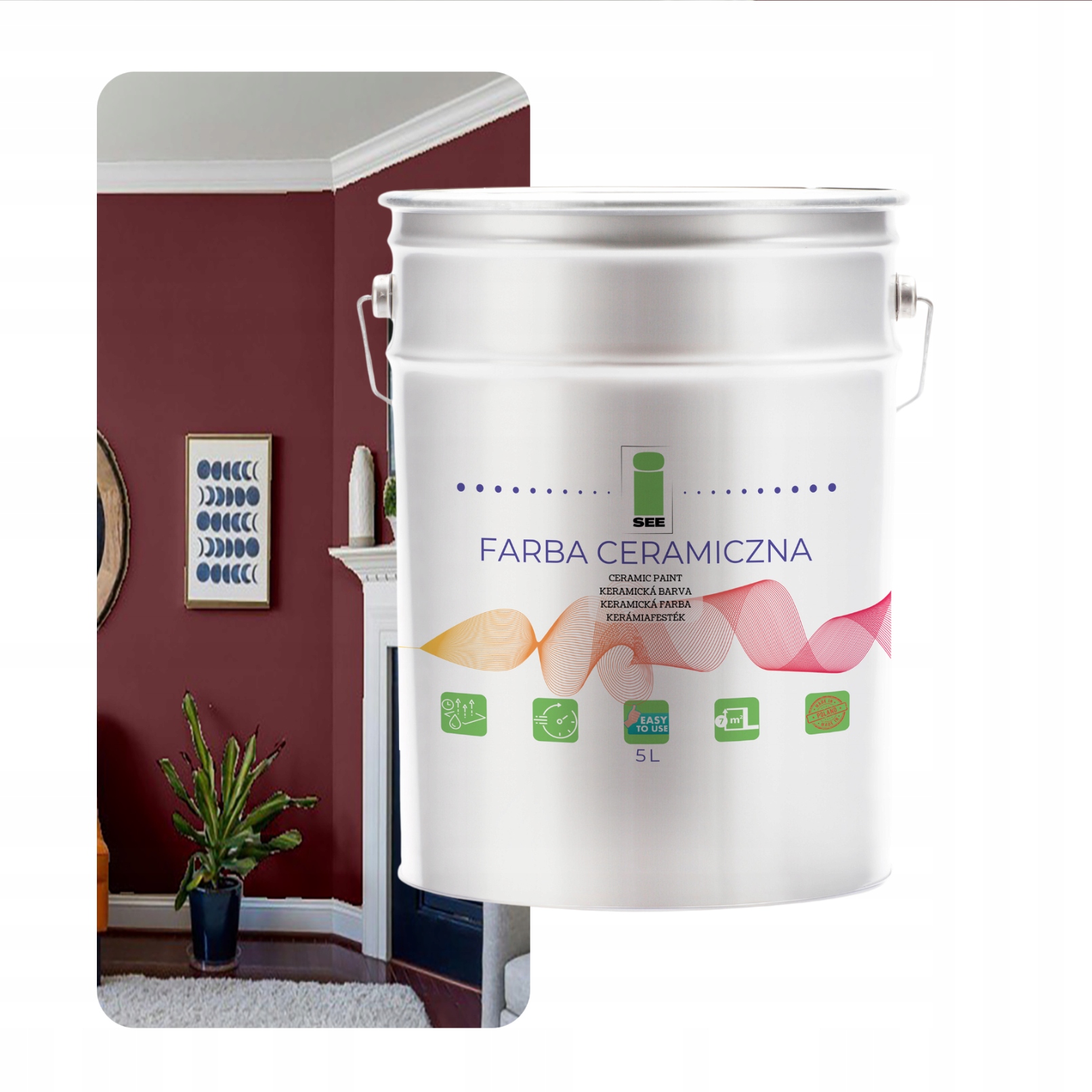 Keramická Farba Na Steny Umývateľná, Hnedá, Teplá, 5 L, Odolná Voči Škvrnám