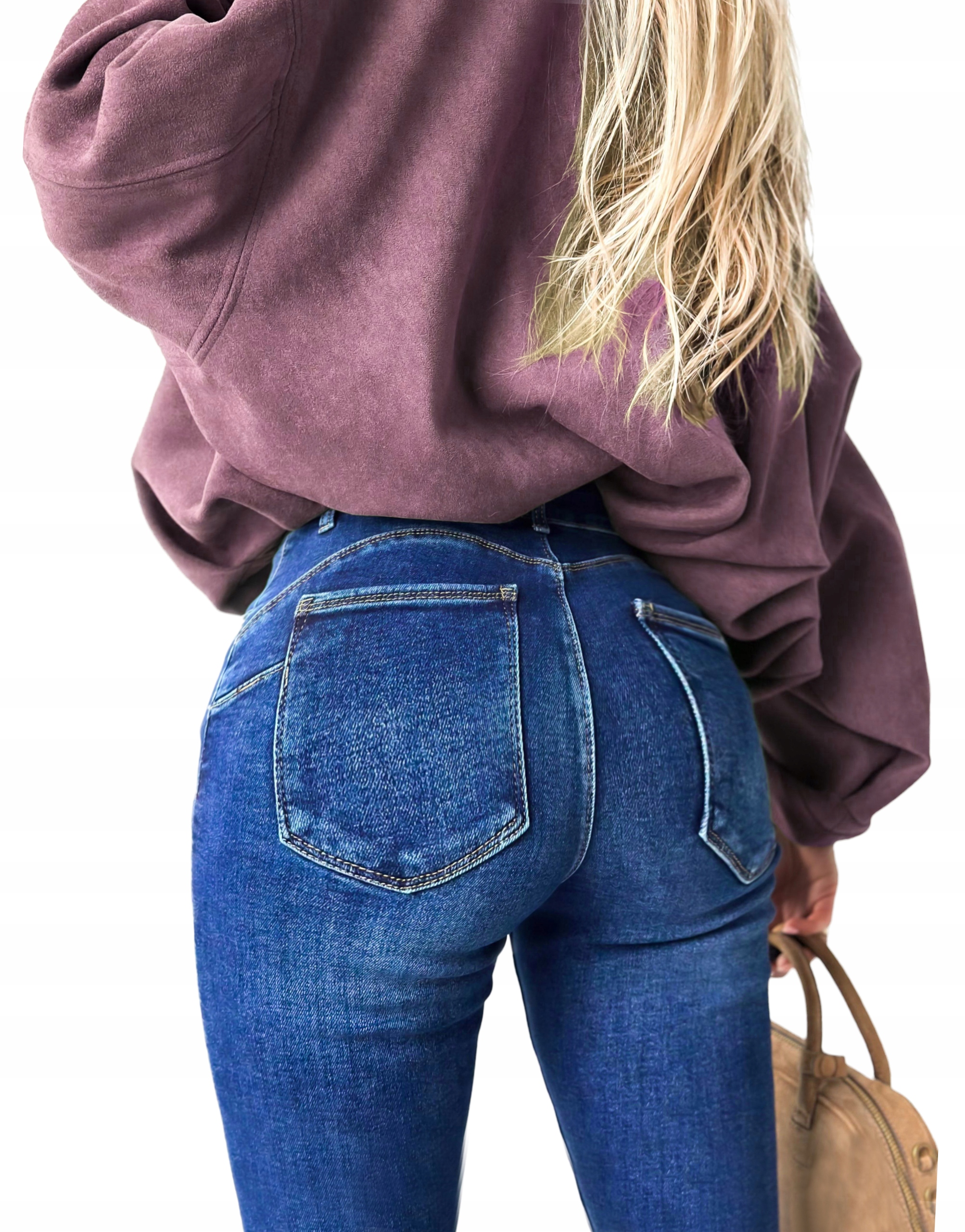 Spodnie damskie Jeansy wyszczuplające wysoki stan rurki Push-up XL Kristina