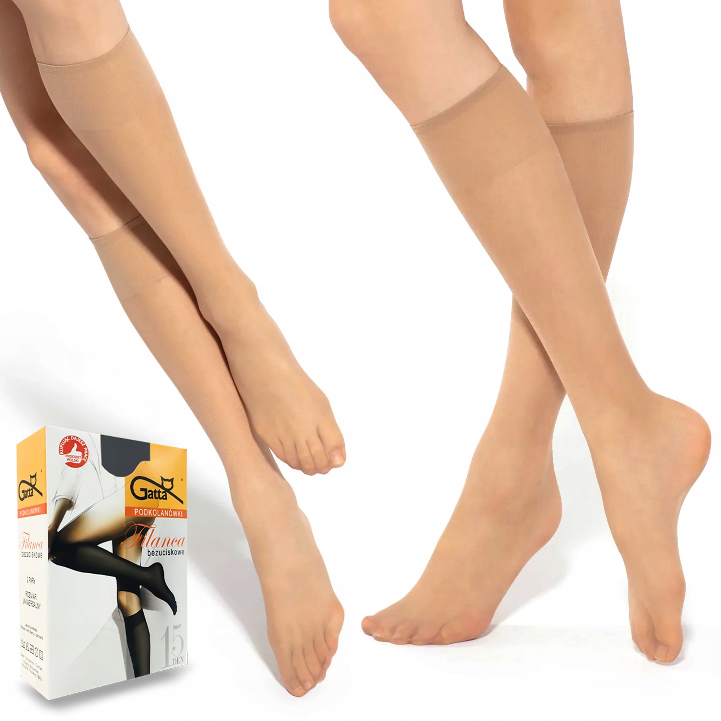 Dámské Podkolenky Gatta Dlouhé Ponožky z mikrovlákna 15DEN béžové