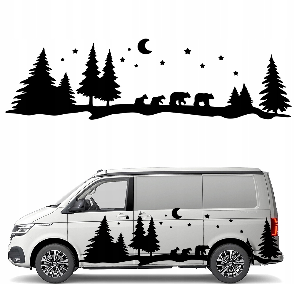 Nalepka Grafika na karavan s přívěsem Medvěd Medvídci Bear Hvězdy 43x153