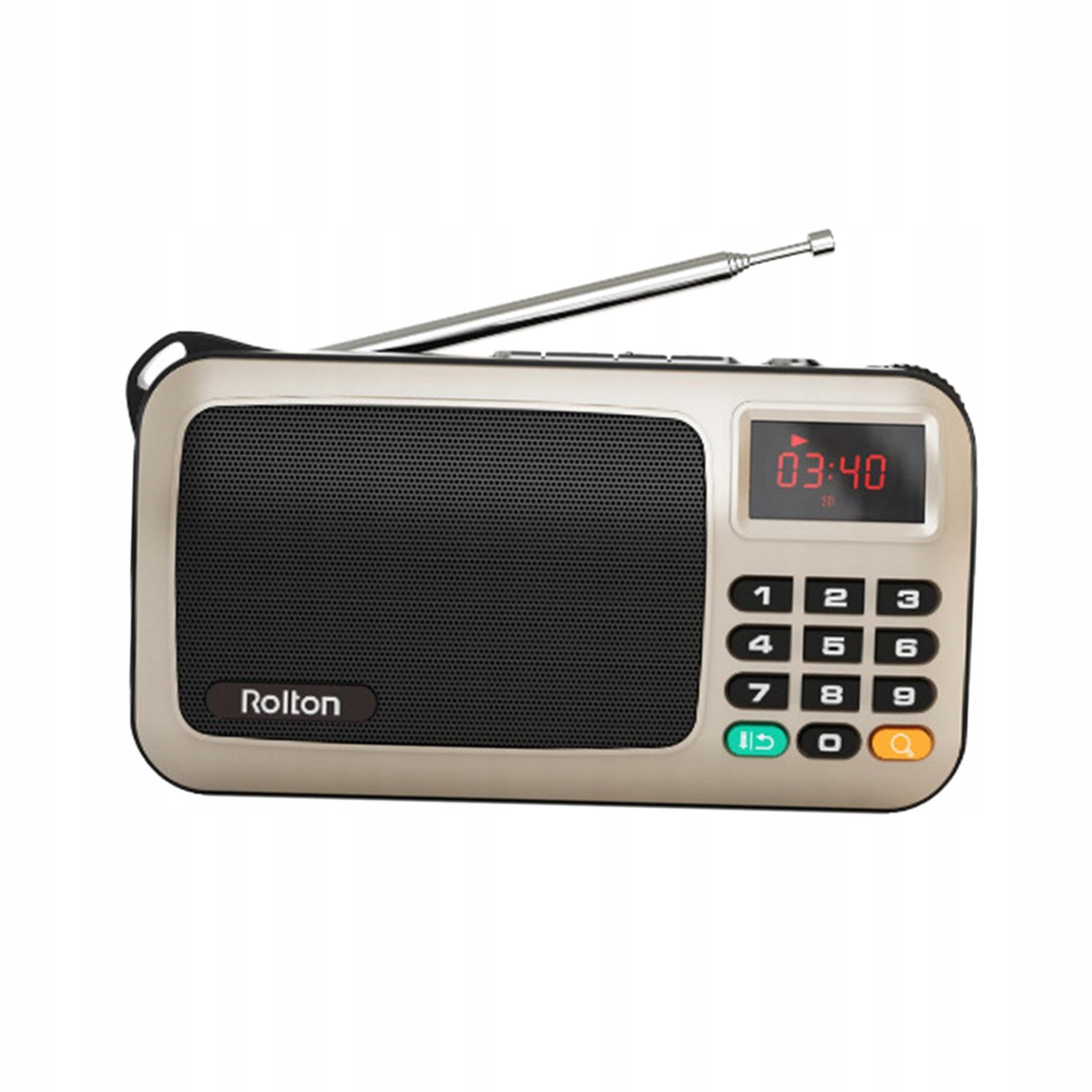 Mini Radio FM USB Pełny Zakres z Wyświetlaczem LED, Radio FM z Akumulatorem - Złote