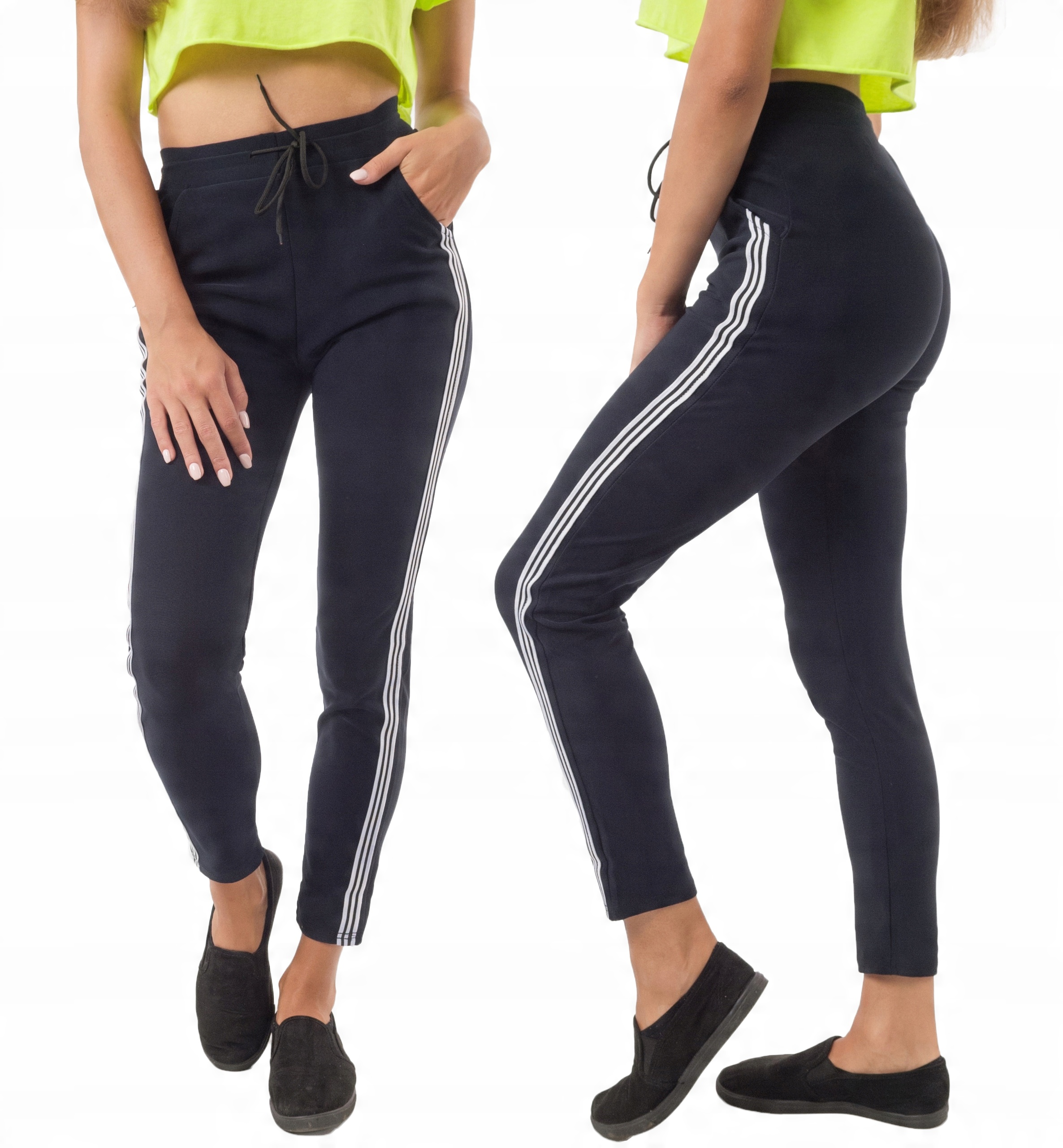 

Spodnie Legginsy Damskie z Lampasami 186-2 r M/L