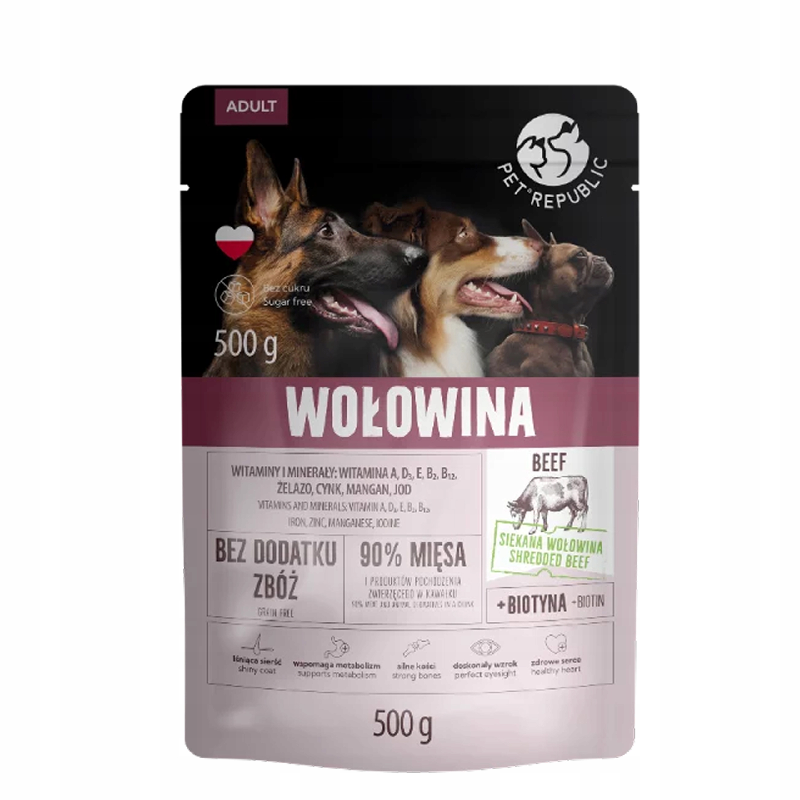 Levně PetRepublic kapsičky pro psa kousky masa v omáčce hovězí 12x500g