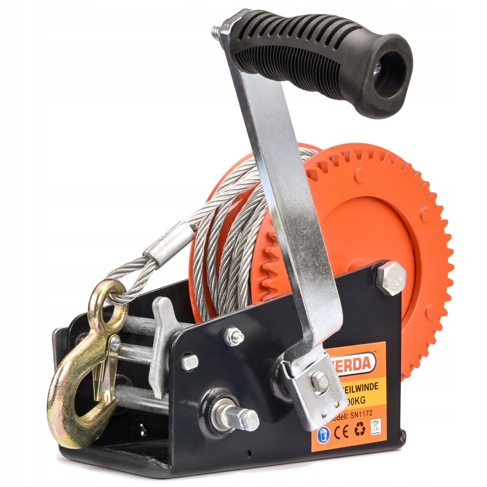 WYCIĄGARKA LINOWA KORBOWA WCIĄGARKA RĘCZNA NA KORBĘ 1590 kg WYPINANA RĄCZKA EAN (GTIN) 5902143915195