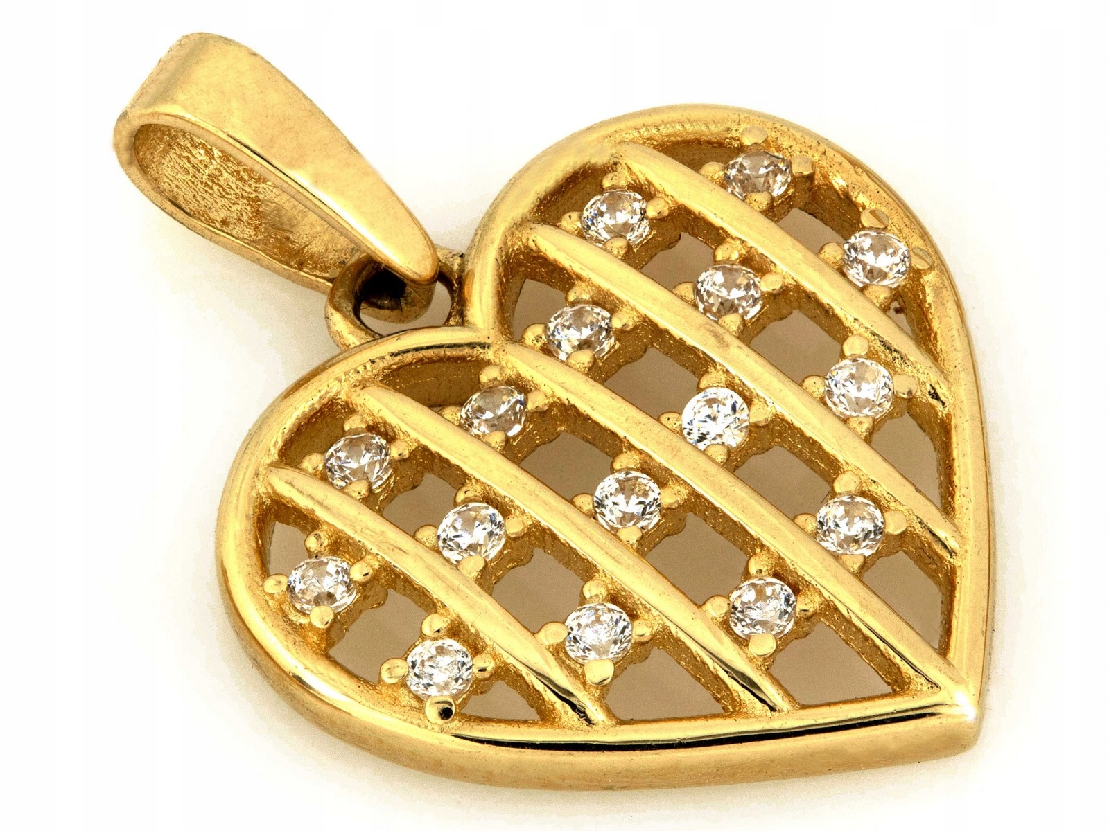 Ženský zlatý přívěsek 585 srdce s zirkony 14k 1.20g, elegantní, módní