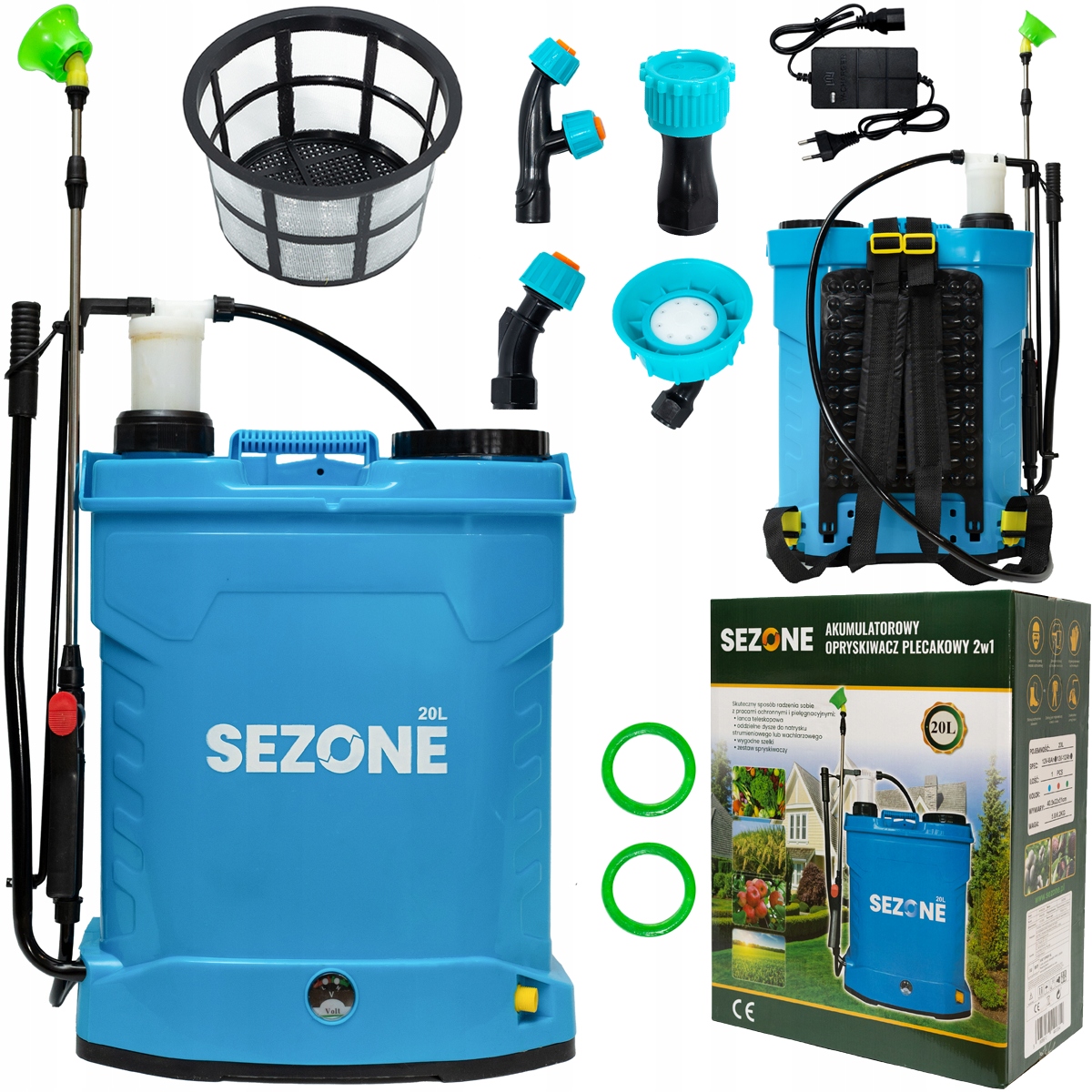 Opryskiwacz Akumulatorowy Ogrodowy 20L 2W1 Lanca Zestaw 4 Dysze Duży Ręczny