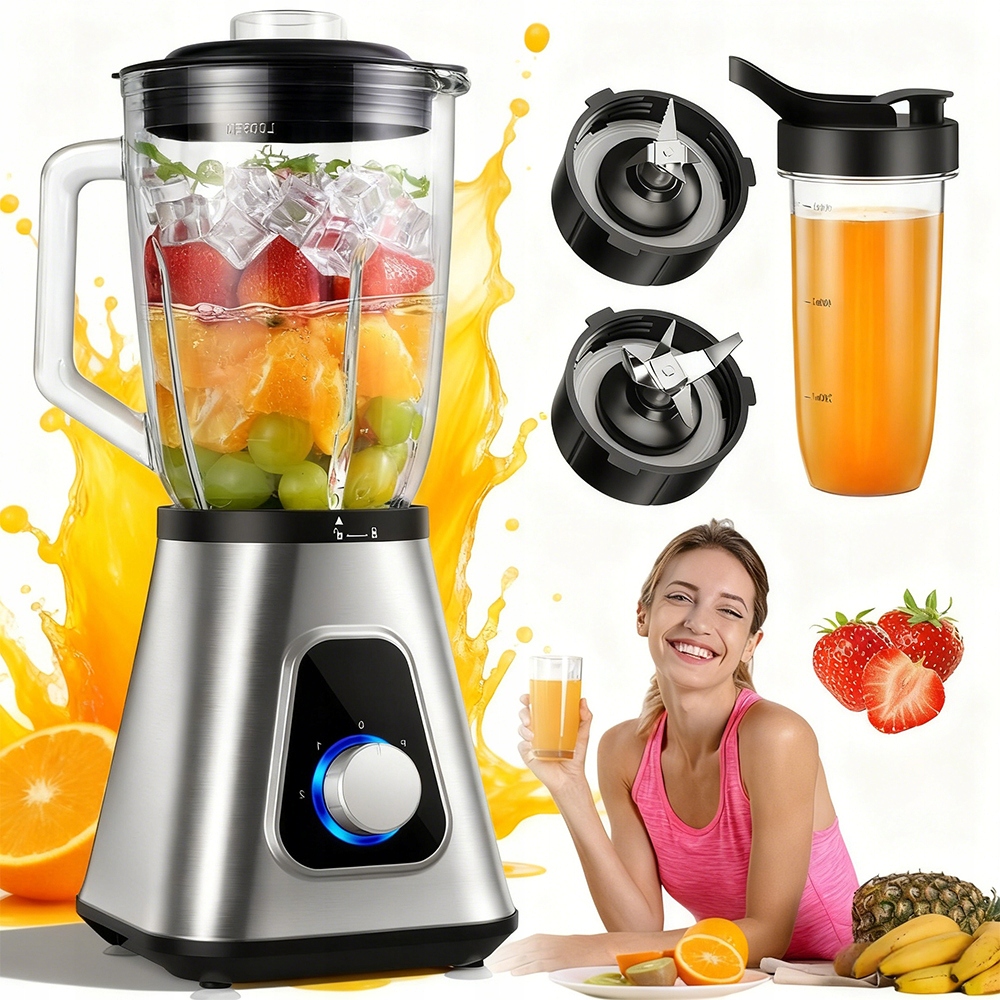 Elektrický Mixér 1300 W Drcení Ledu Ovoce 3 Rychlosti 1.5 L