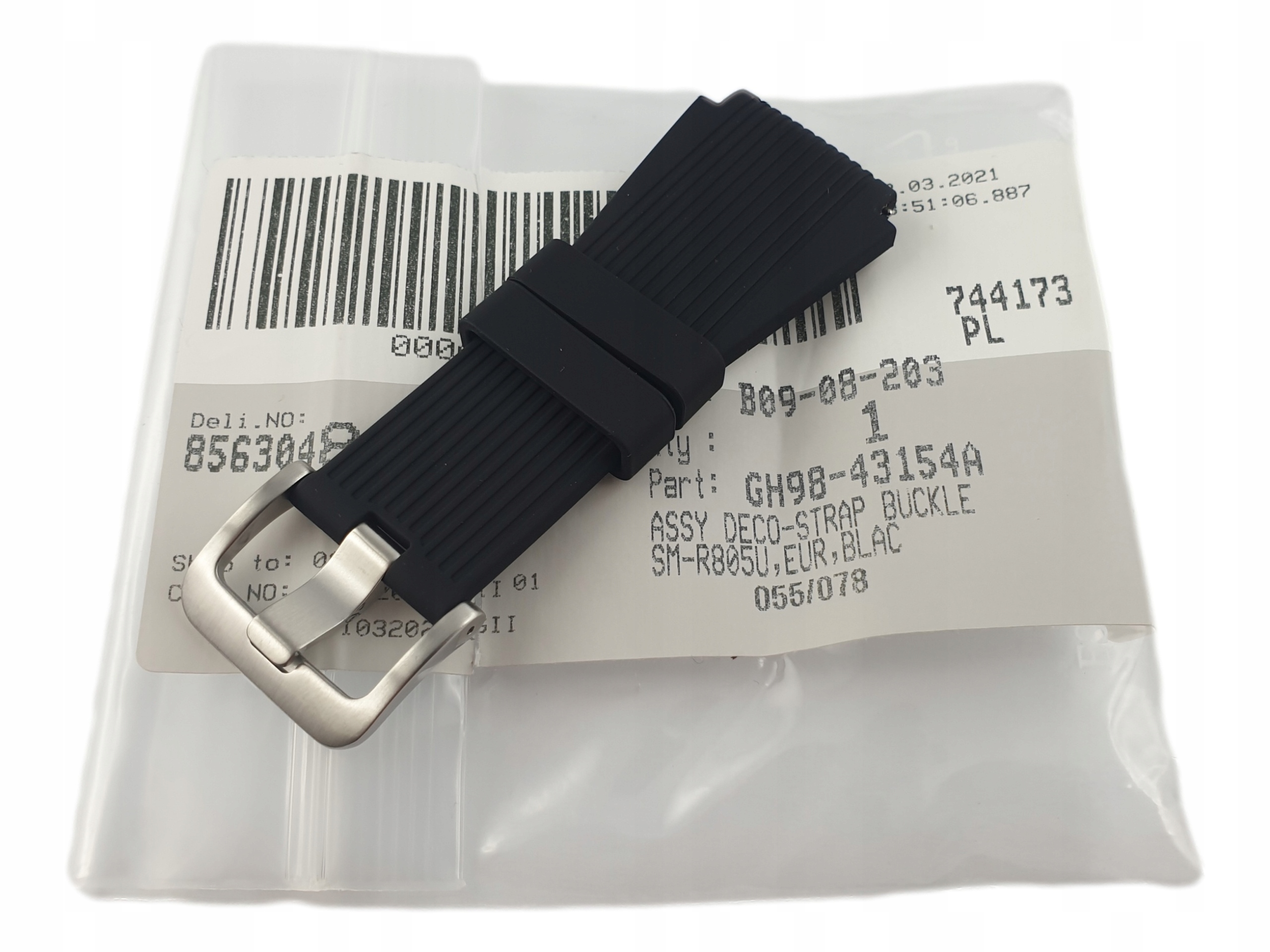 Samsung Galaxy Watch 46mm R800 R805 ORYGINALNY PASEK ZEGARKA CZARNY Klamra Materiał guma