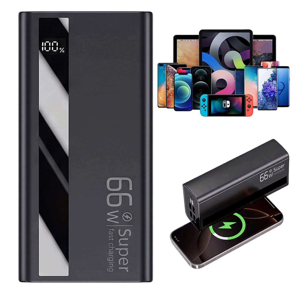 Powerbank 60000mAh 22.5W Pd Qc 3.0 Led Usb-c czarny szybkie ładowanie 4x