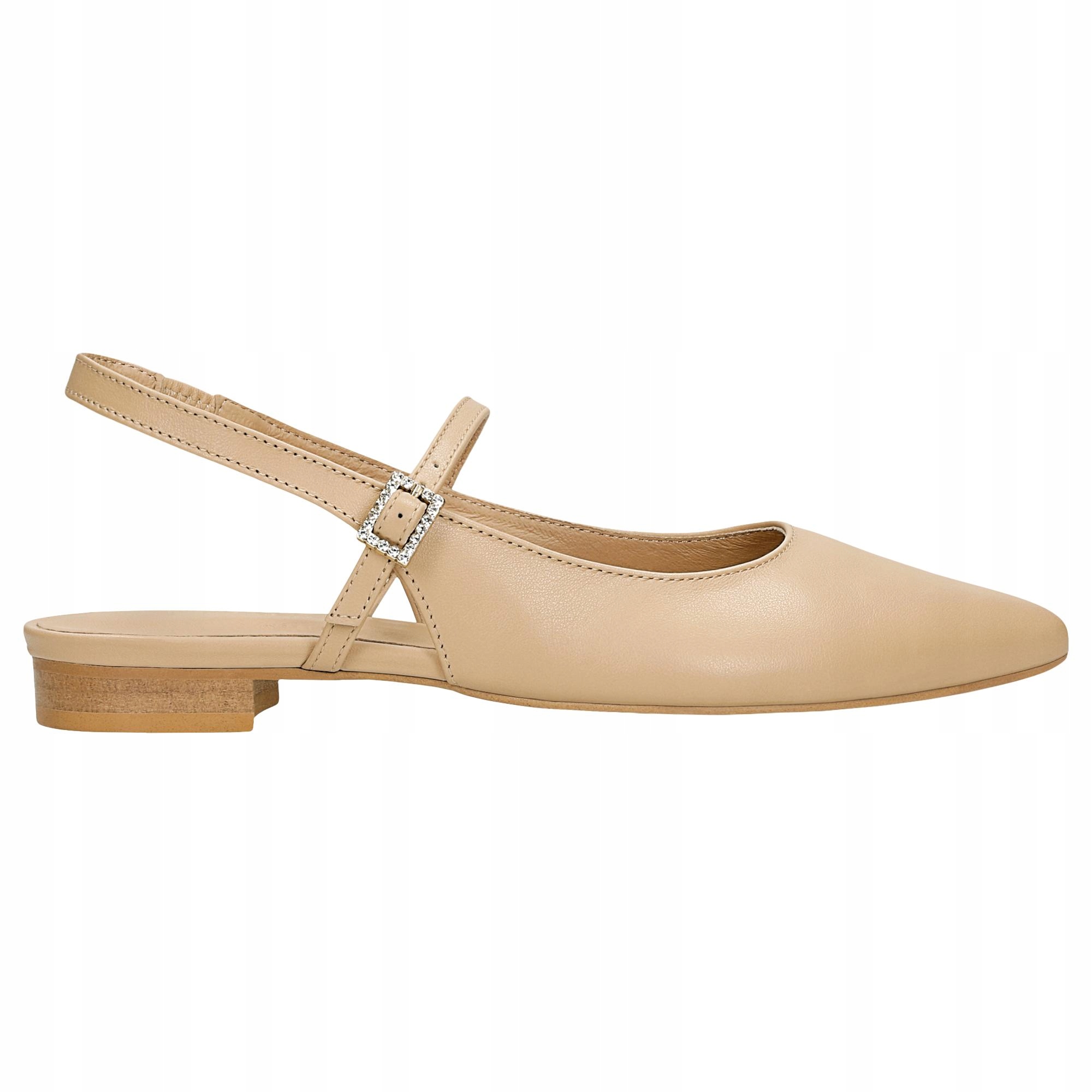 Dámské béžové baleríny s odhalenou patou Wojas vel.
