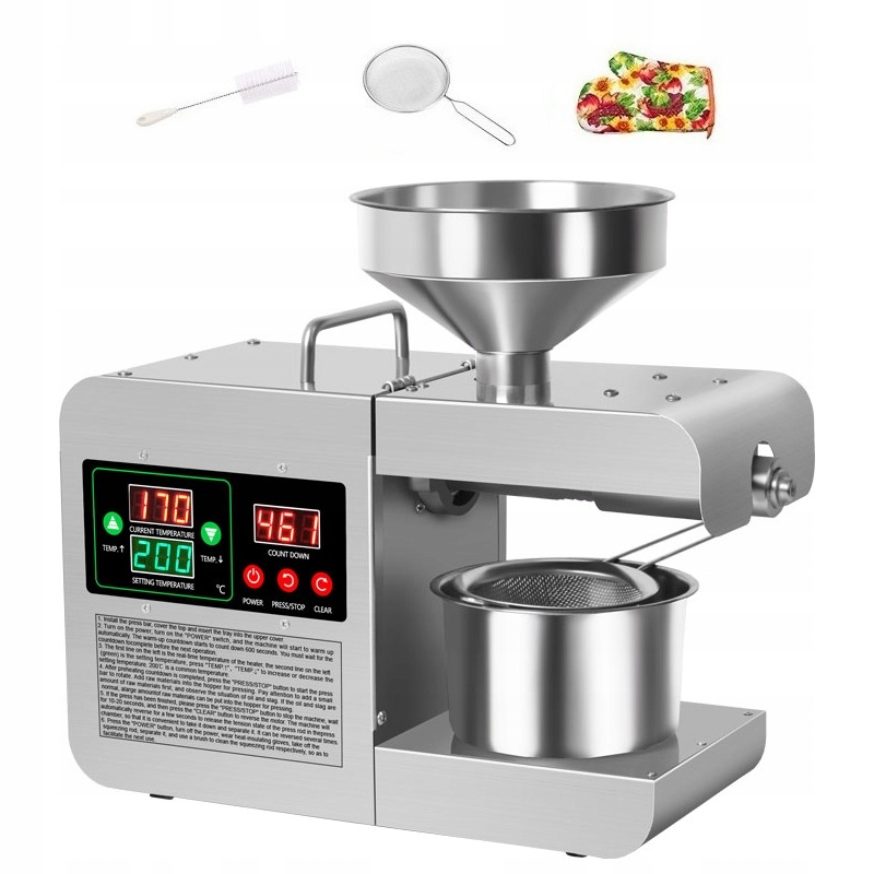1.5KW nierdzewnej Automatyczna prasa do oleje z Kontrola teploty
