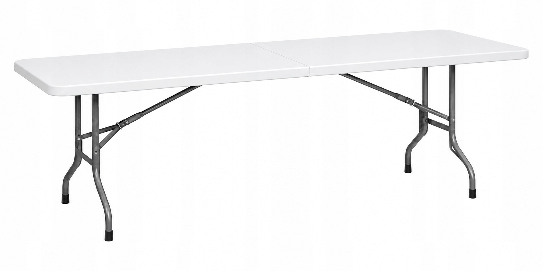 Skládací cateringový stůl 244x76 cm Hdpe bílý nosnost 200 kg pro 8-10 osob
