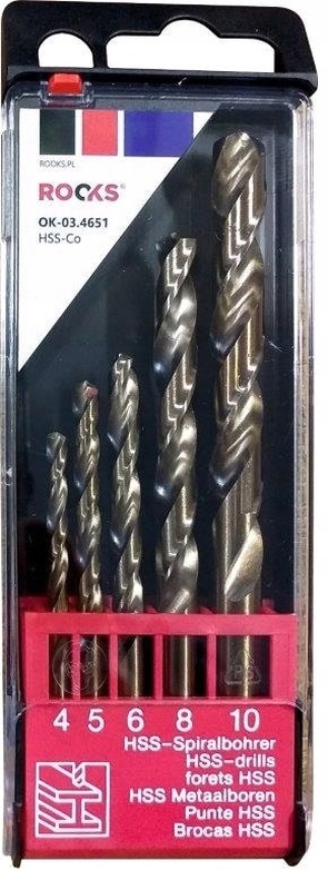 Vrtáky Do Kovu Strong Hss-co 1000 N/MM2 Sada 5 Prvků 4/5/6/8/10 MM