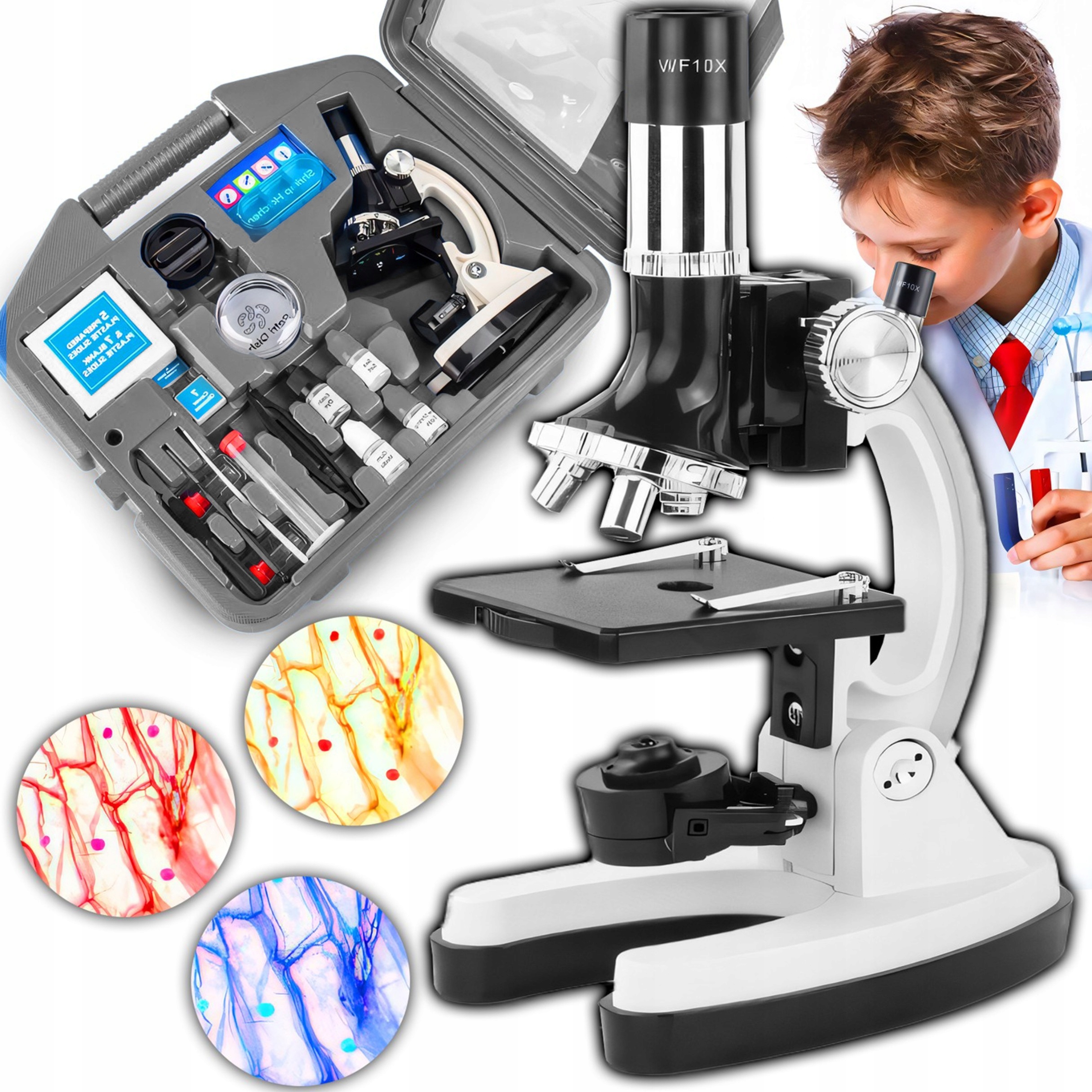Optický Mikroskop Zoom 1200X Laboratorní Sada 3 Objektivů Příslušenství