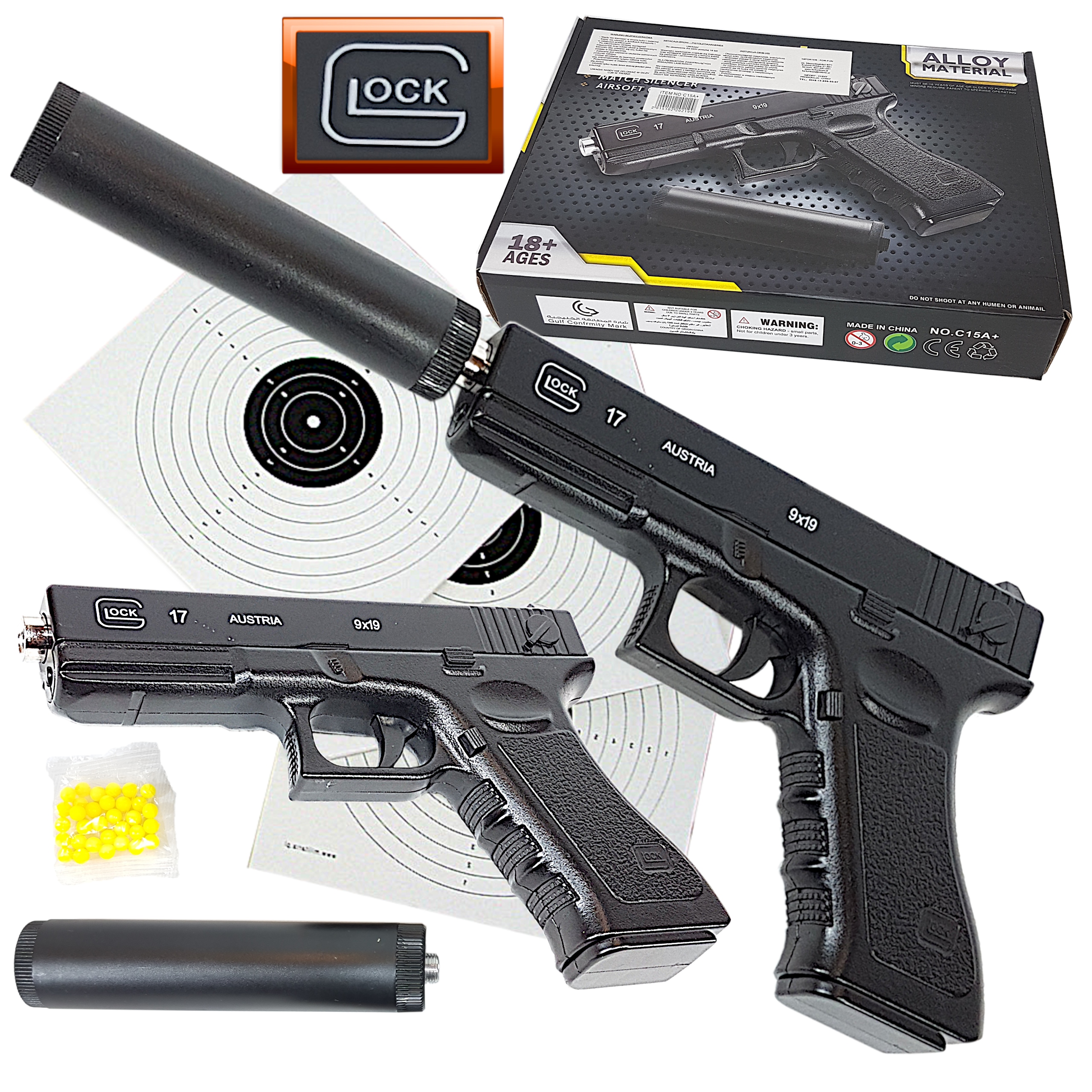 

Metalowy Pistolet Na Kulki Glock 17,100% Metal