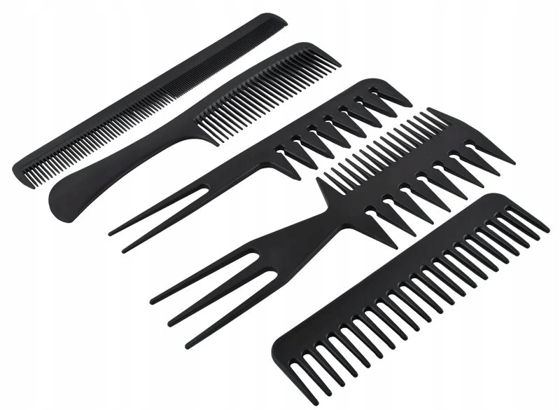 ZESTAW 10 GRZEBIENI GRZEBIEŃ FRYZJERSKICH + ETUI Wyrób medyczny nie