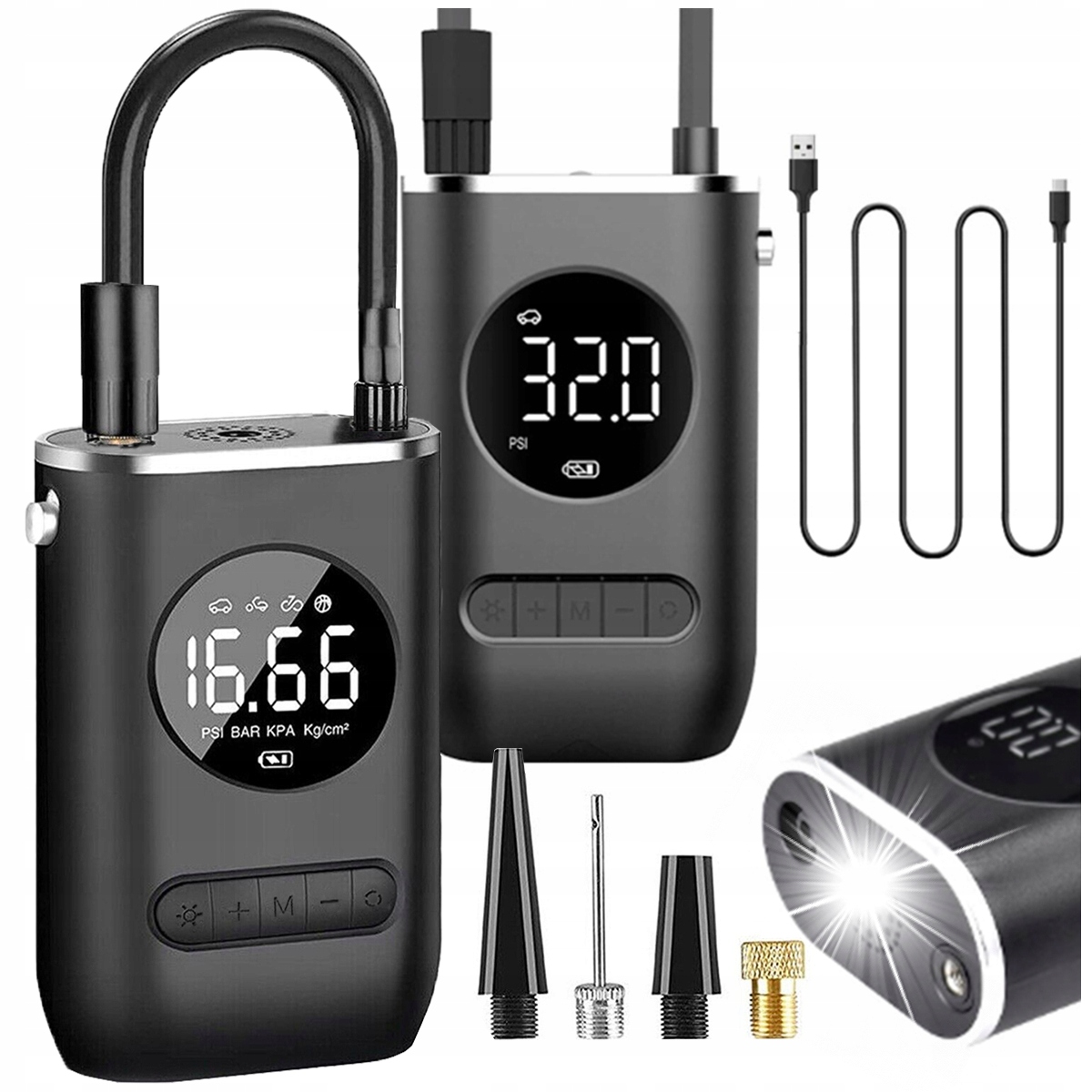 Bezdrátová elektrická Automobilová pumpa s kompresorem na kolo 4000 mAh LCD