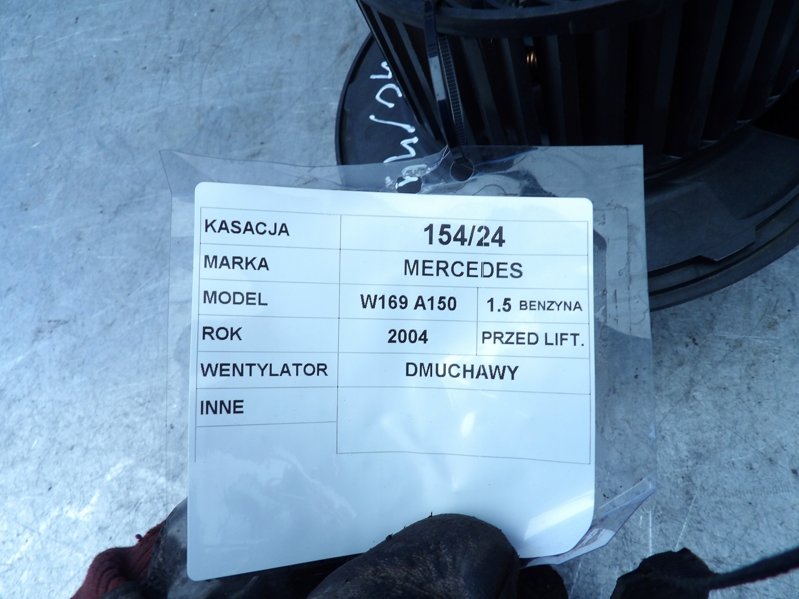 Mercedes W169 ventilátor topení A1698200642