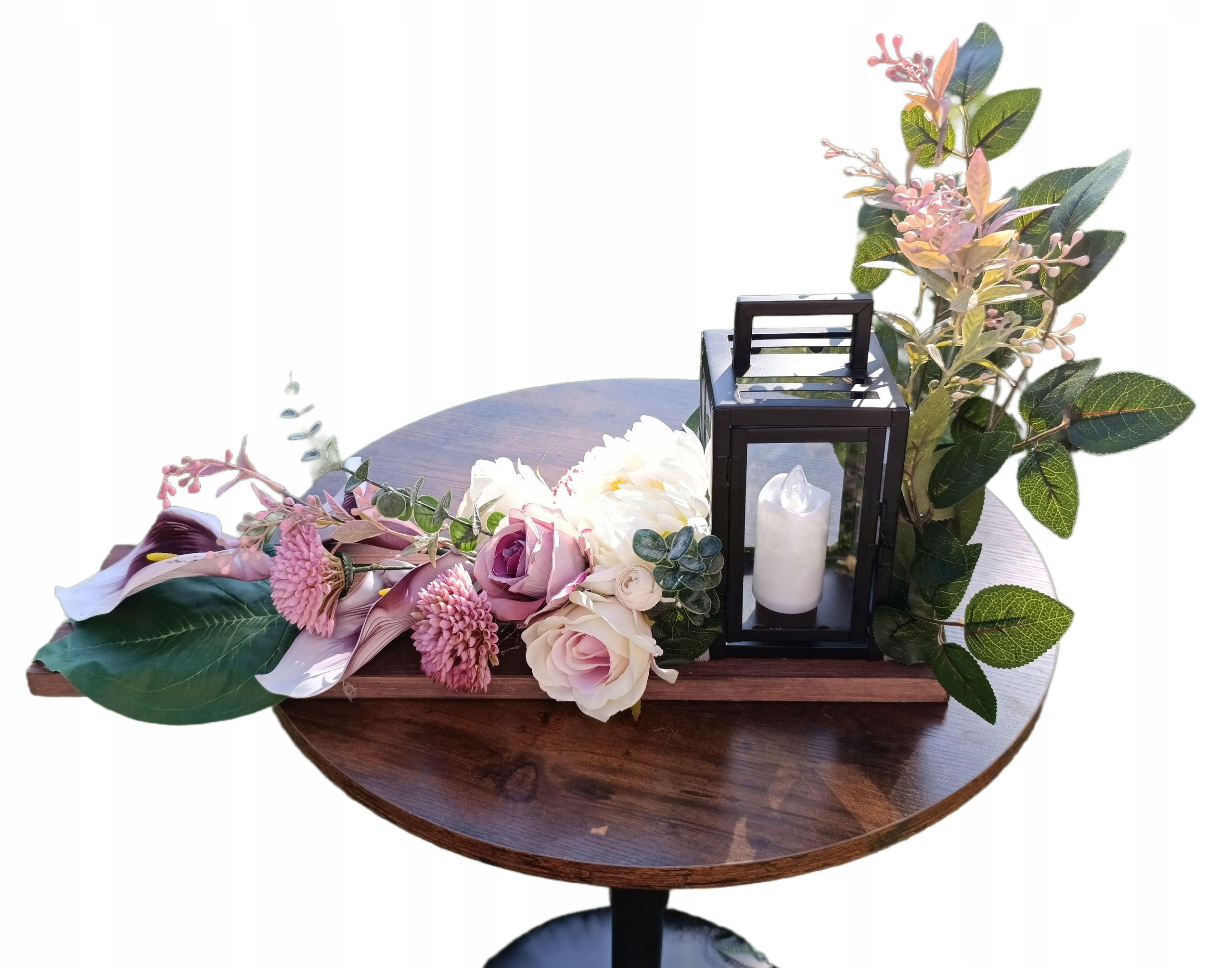 Plátek na hrob Deska Dřevo 60 cm Kompozice na hřbitov se Zniczem