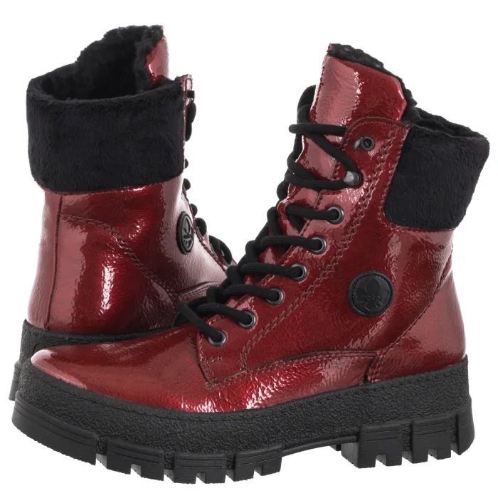 Dámské zateplené boty Rieker Červené Y0220-33 Červené