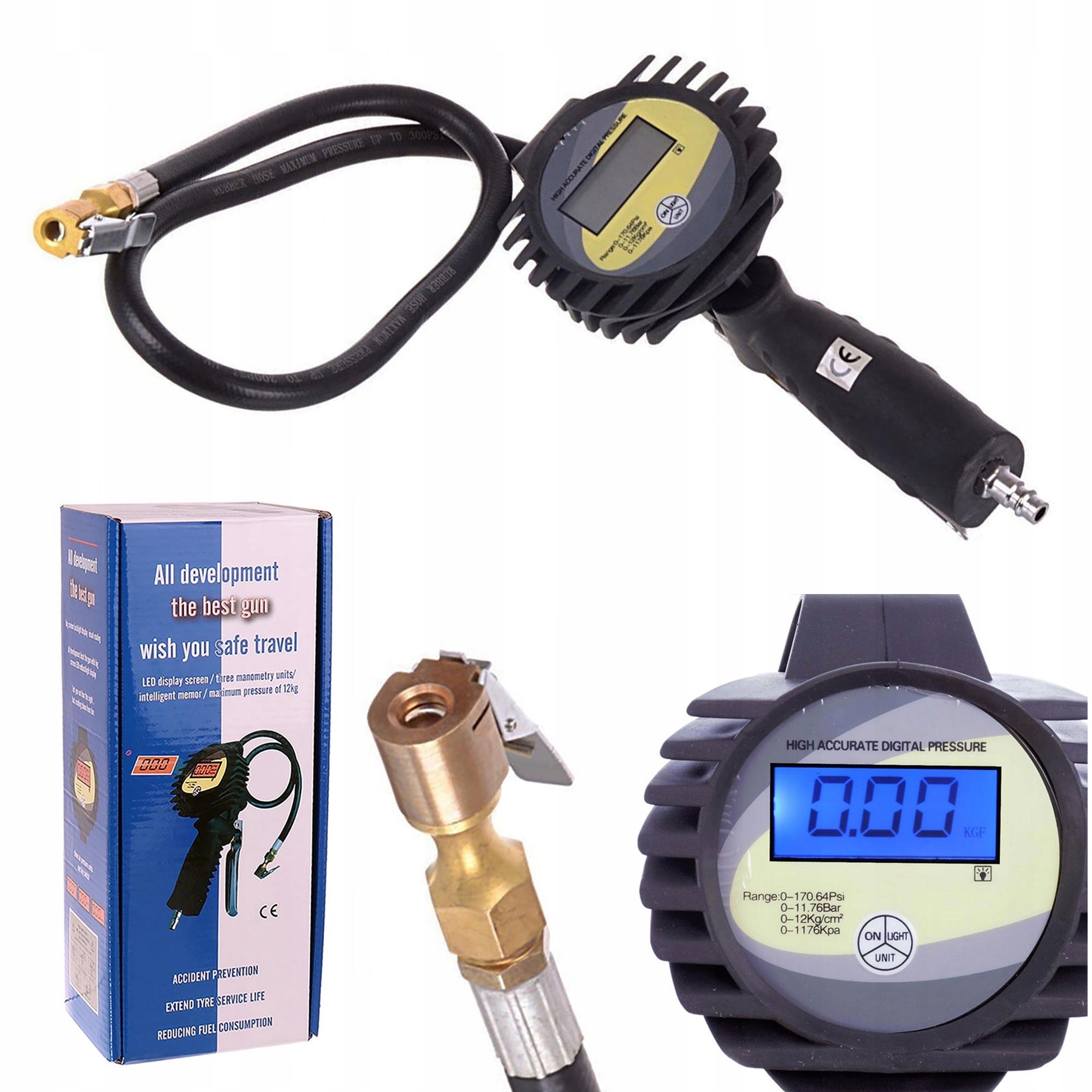 Pištoľ Na Čerpanie Kolies Elektronický Manometer Digital Auto Bar Psi