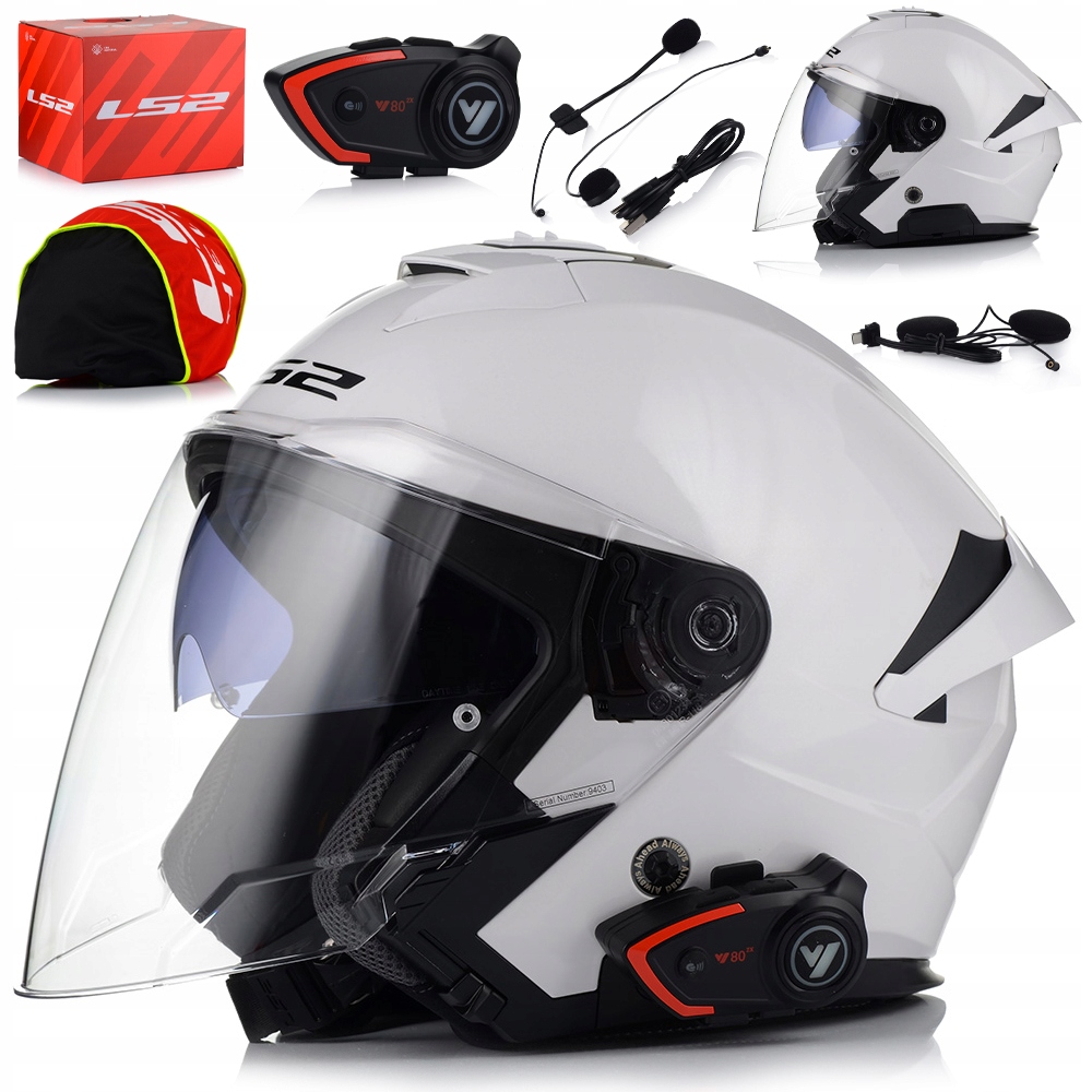 Otvorená Motocyklová Prilba LS2 OF618 Verso II Biela Clona Interkom