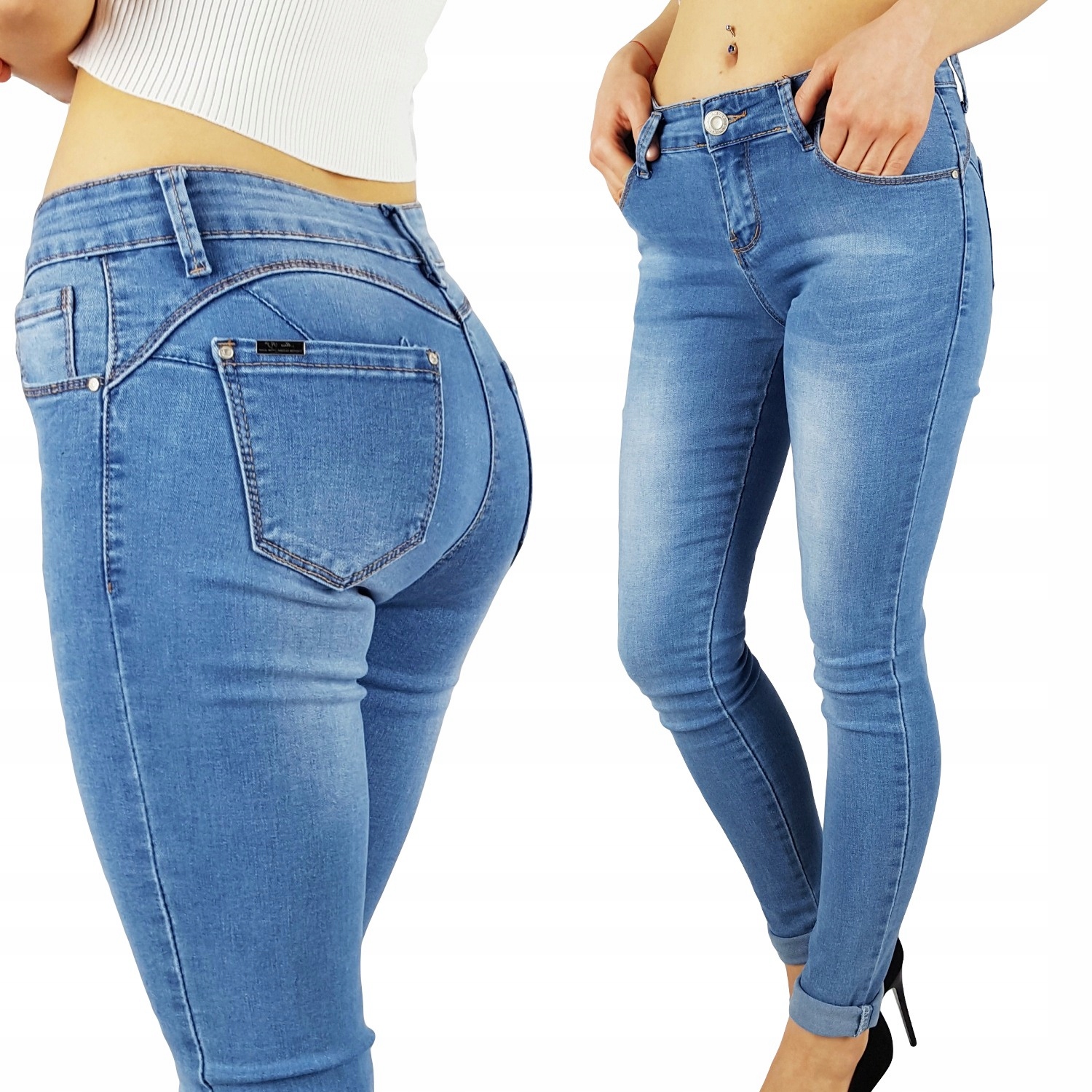 DAMSKIE SPODNIE JEANSOWE DOPASOWANE PUSH - UP